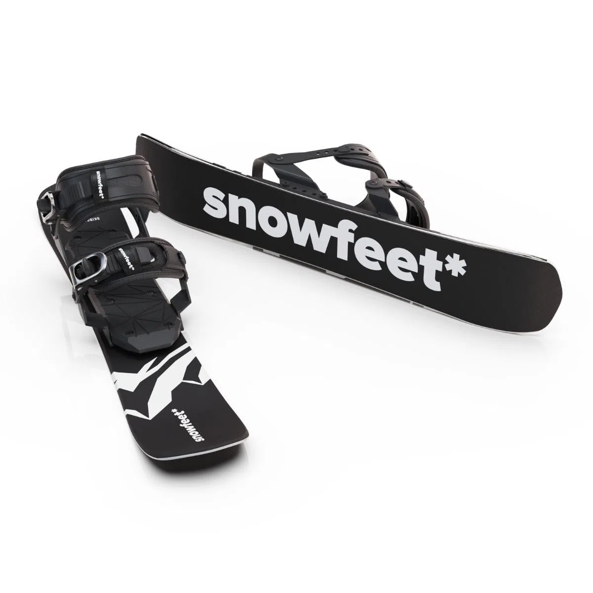 Mini sci corto per neve | Snowblade Skiboards | Snowfeet | 65 cm (NERO | ATTACCHI DA SNOWBOARD)