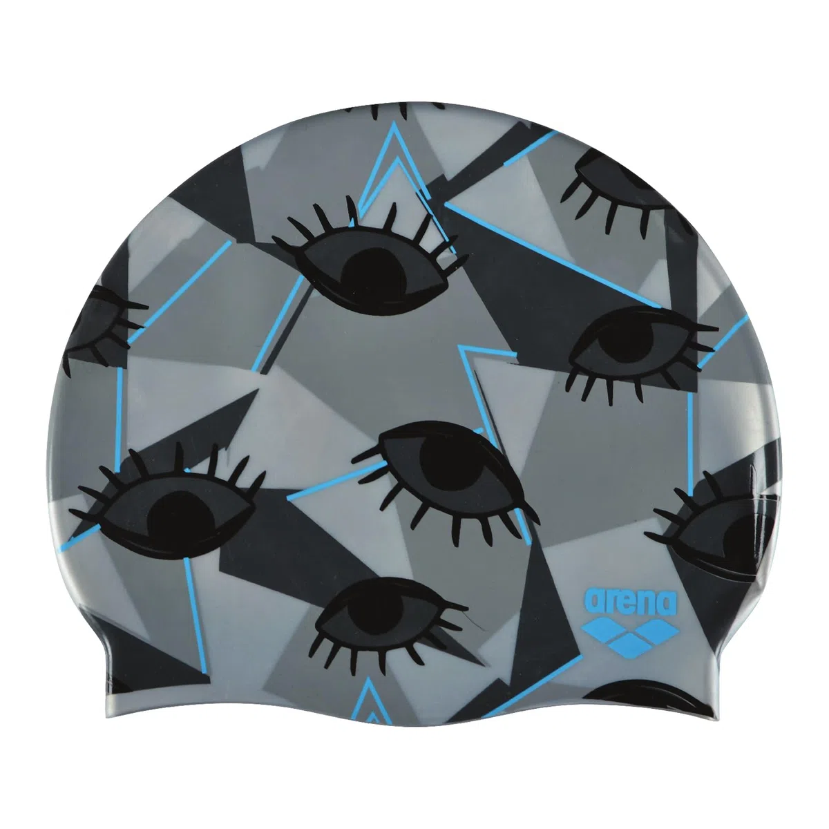 Arena Print 2 - Cuffia da nuoto in silicone, unisex, per adulti, donne e uomini, per allenamento intensivo, confortevole, antiscivolo, per capelli lunghi, colore: argento