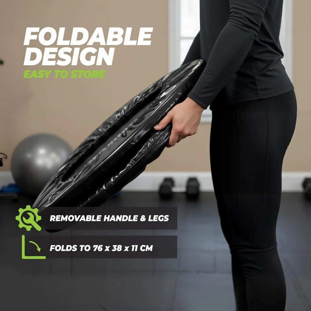 VirtuFit Trampolino fitness pieghevole con manico – Nero – 100 cm