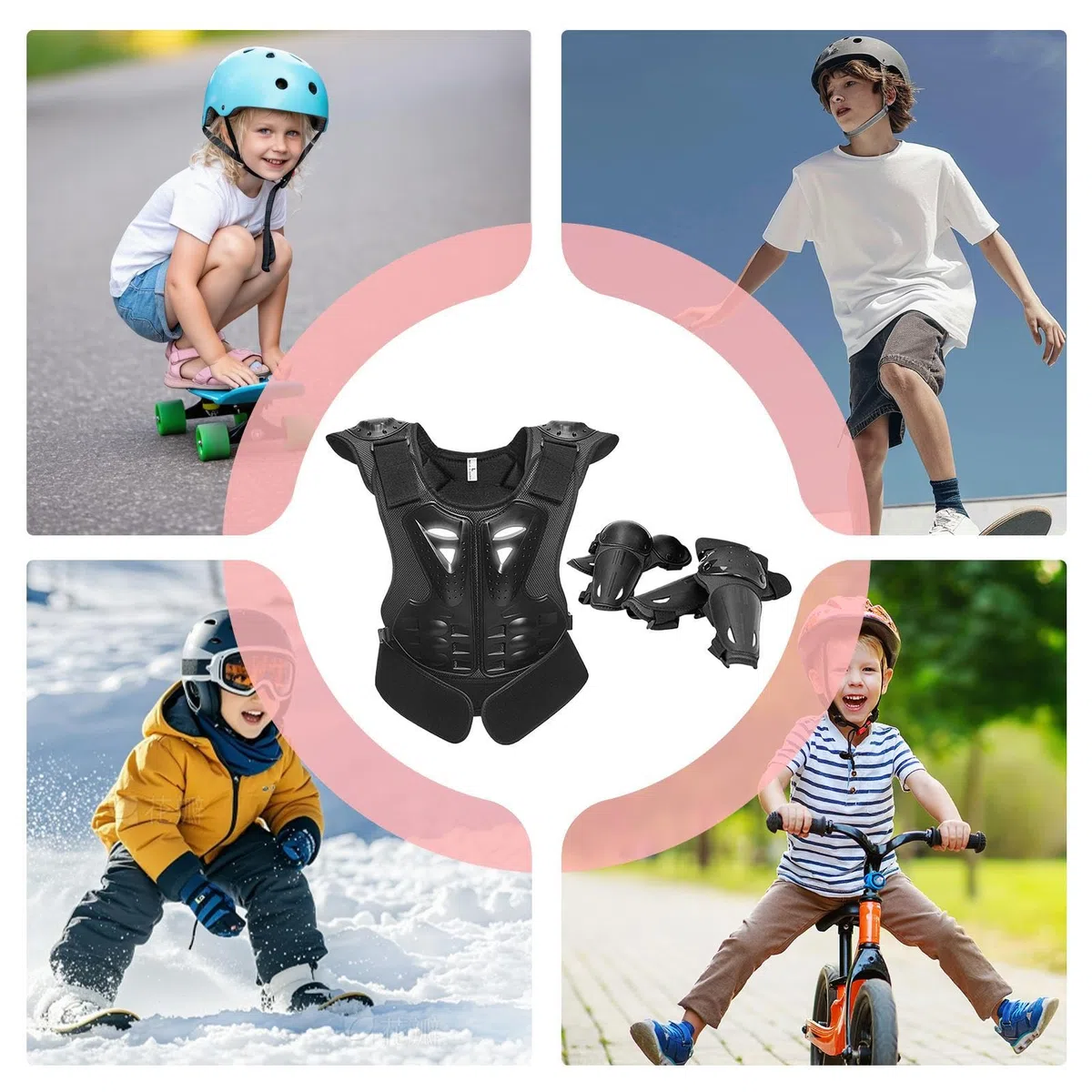 Dirt Bike Gear - Protezione toracica con protezioni | Traspirante con protezione per ginocchia e gomiti, attrezzatura sportiva all'aperto con vestibilità regolabile per sci, skateboard, bicicletta