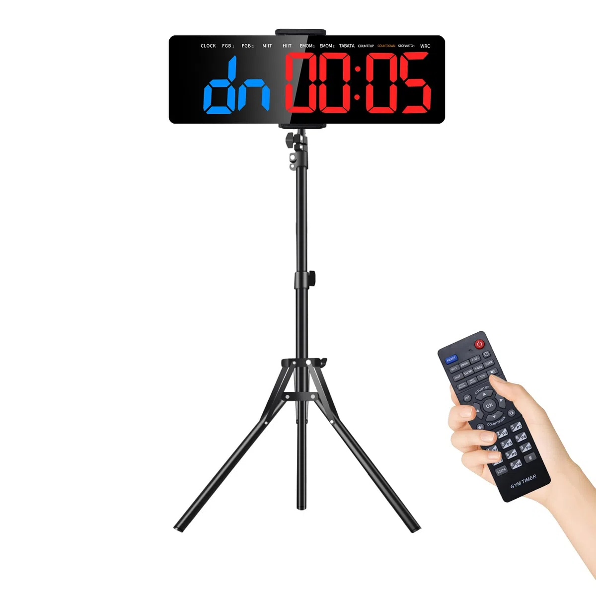 Timer da Palestra, 12/24H Orologio da Parete Digitale con Telecomando, 16'' Gym Clock con Supporto, LED Timer Allenamento a Intervallo con COUNTDOWN/UP Cronometro per Casa Garage((Blu+Rosso)