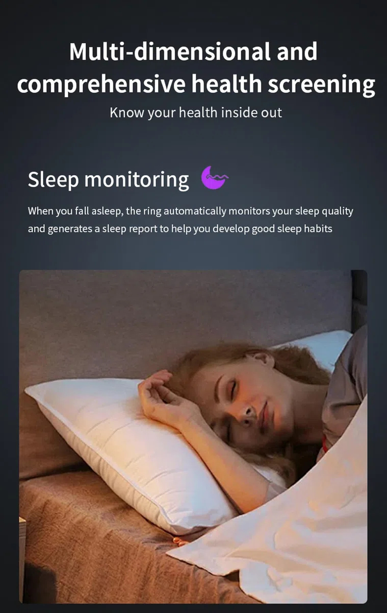Smart Ring, IP68, anello intelligente impermeabile per uomo e donna con monitor del sonno, frequenza cardiaca, pressione sanguigna, ossigeno, contapassi, monitoraggio delle calorie, anello