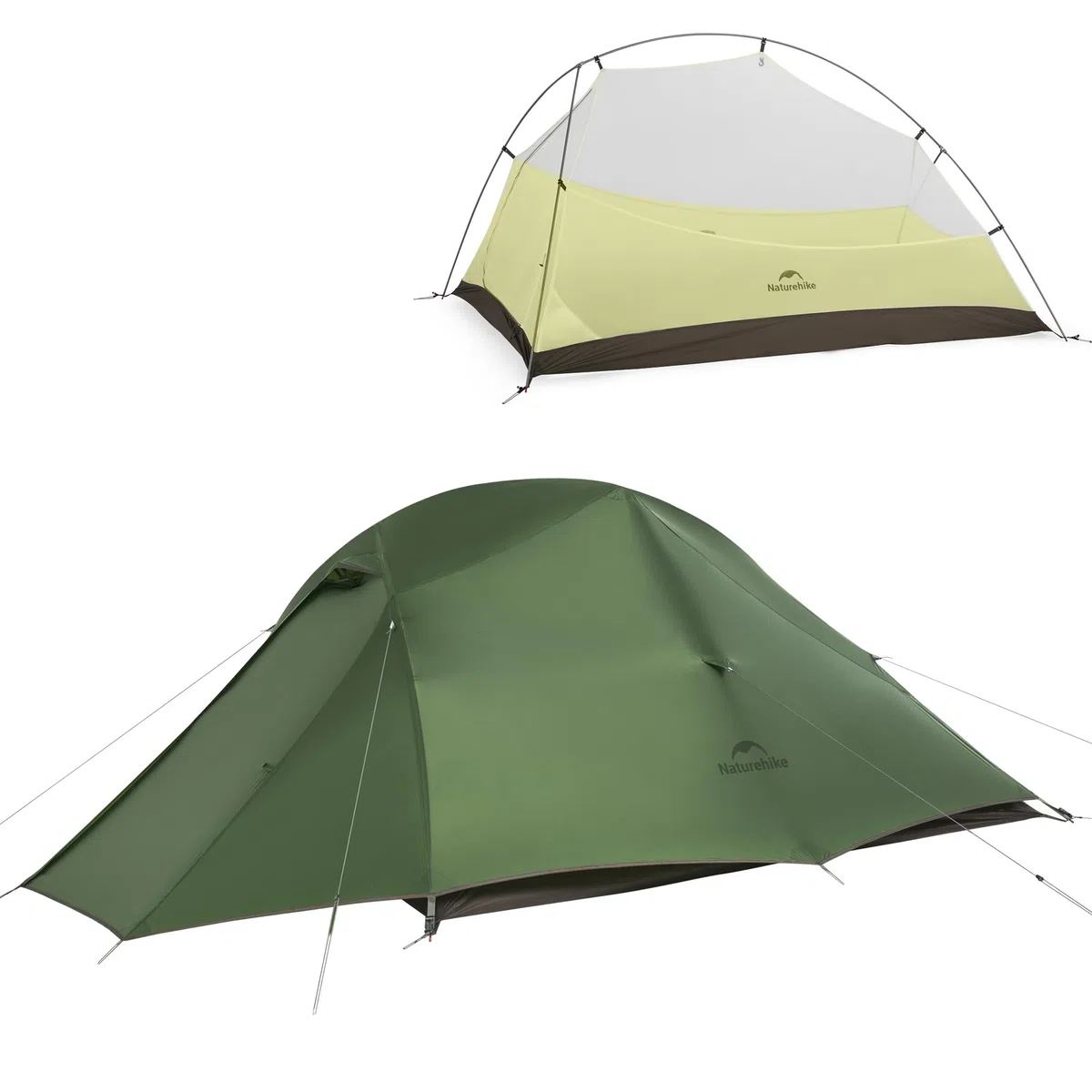 Naturehike Cloud Up Pro - Tenda da campeggio leggera per 2 persone, facile da montare, antivento e impermeabile, per attività all'aperto, viaggi, trekking (verde oliva/senza fluoro)