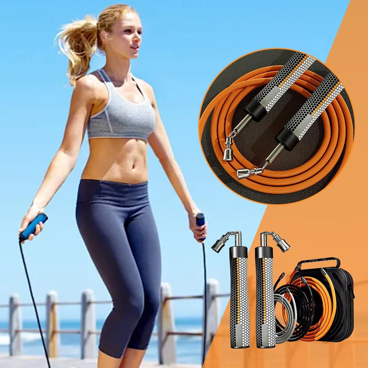 Corda per saltare | Corda per saltare | Cavo portatile ponderato | Comoda impugnatura | Attrezzatura da allenamento con contatore | Velocità rapida regolabile per fitness