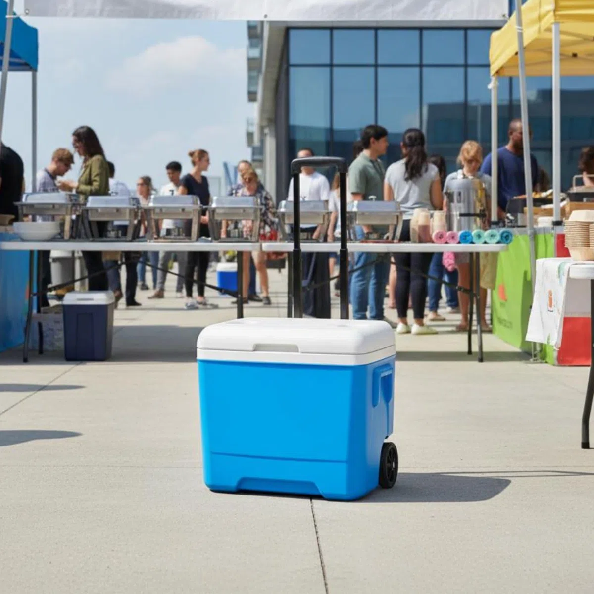 Roller Carrello Frigo Portatile Borsa Termica Ghiacciaia Isolata con Schiuma PU Spessa E Materiale per Uso Alimentare Struttura Durevole Adatto a