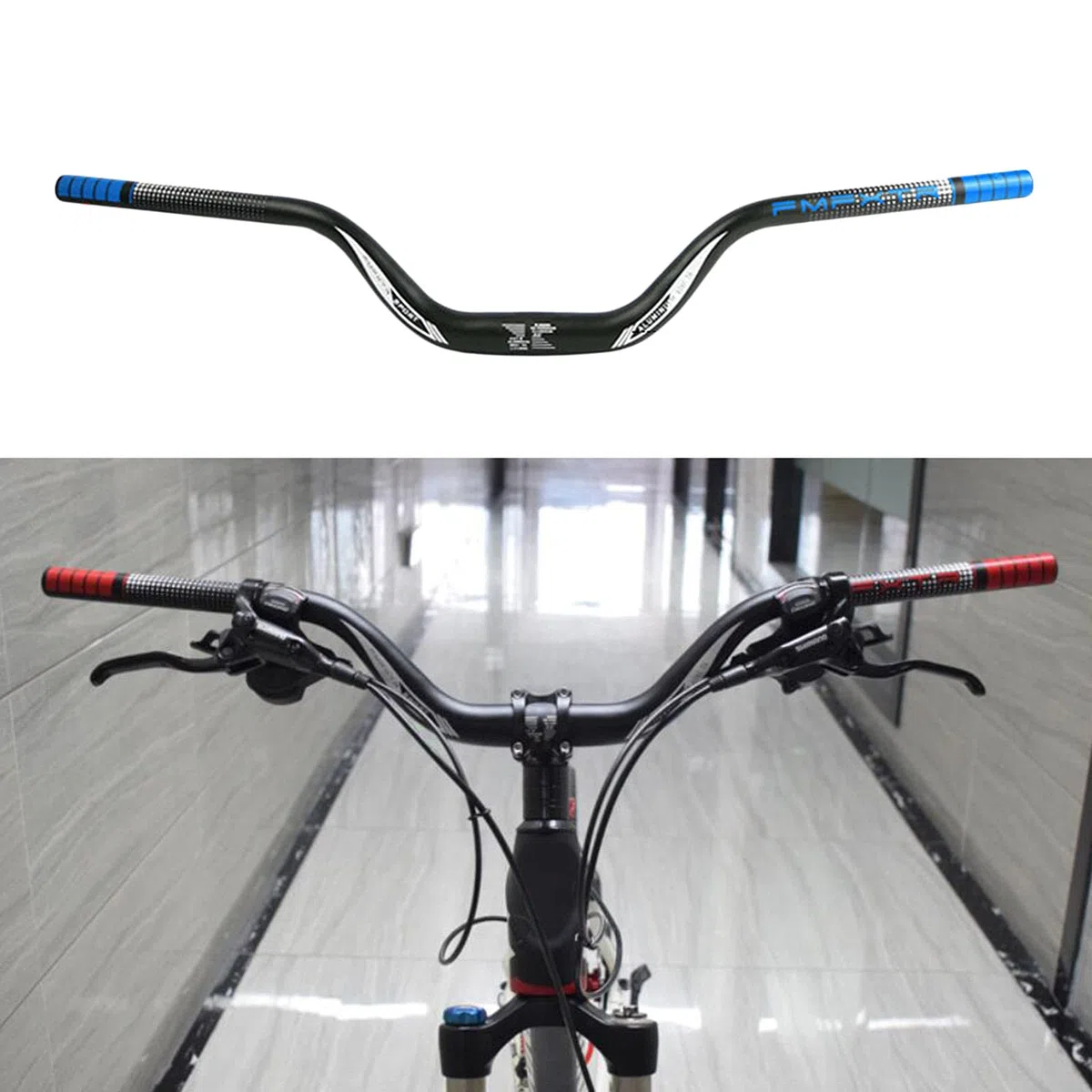 Generic Manubrio Leggero per Mountain Bike MTB Down Hill DH Bicicletta Barra Riser Extra Lunga 31,8 mm 720 mm Manubrio rialzato Alto - 720mm Blu