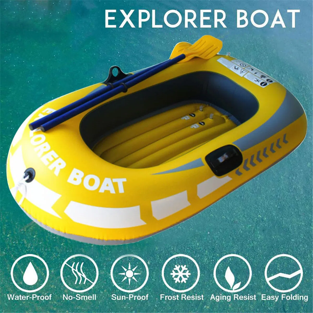 Gommone, 150 x 90 cm, gonfiabile, gonfiabile, per 1 persona, kayak, fiume portatile pieghevole con 2 pagaie, per sport acquatici all'aria aperta