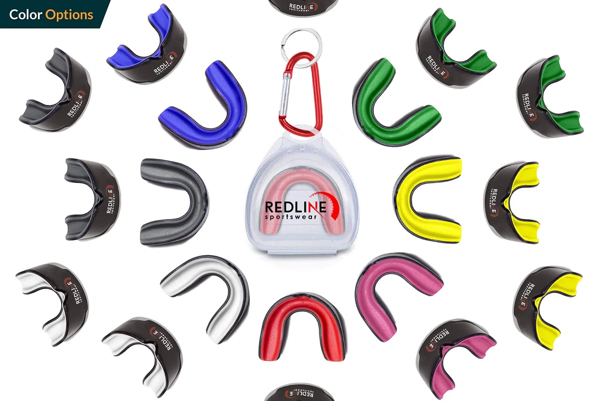 Redline Sportswear - Custom Fit Paradenti w/Vented Case - Protezione per tutti gli sport di contatto - Giallo & Nero -