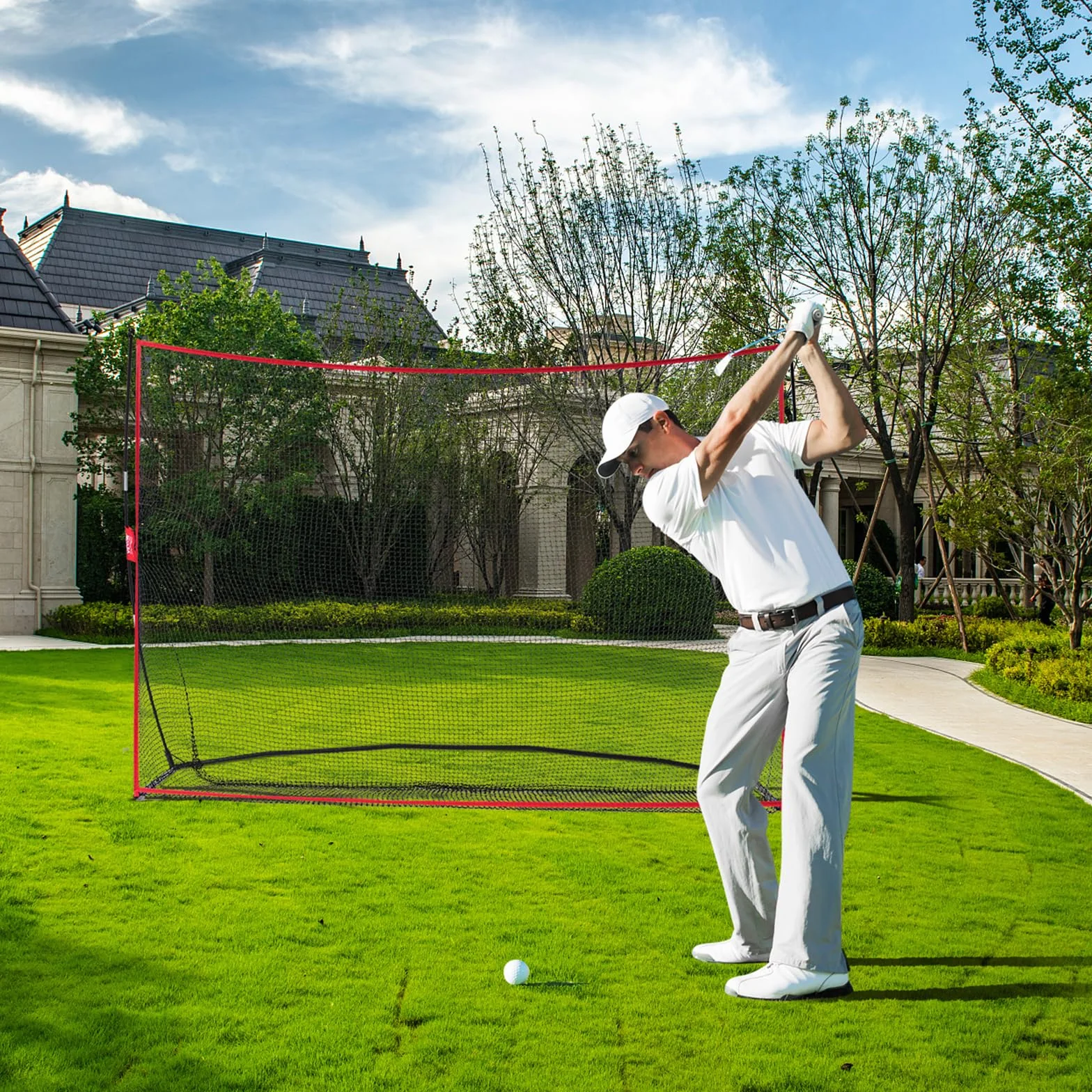 VEVOR Rete da Golf 10x7ft, Uso Interno Esterno, Rete Ausiliaria da Golf Portatile per la Casa con Robusto Telaio in Fibra di Vetro e Borsa per Il Trasporto, Regalo per Uomini, Amanti del Golf
