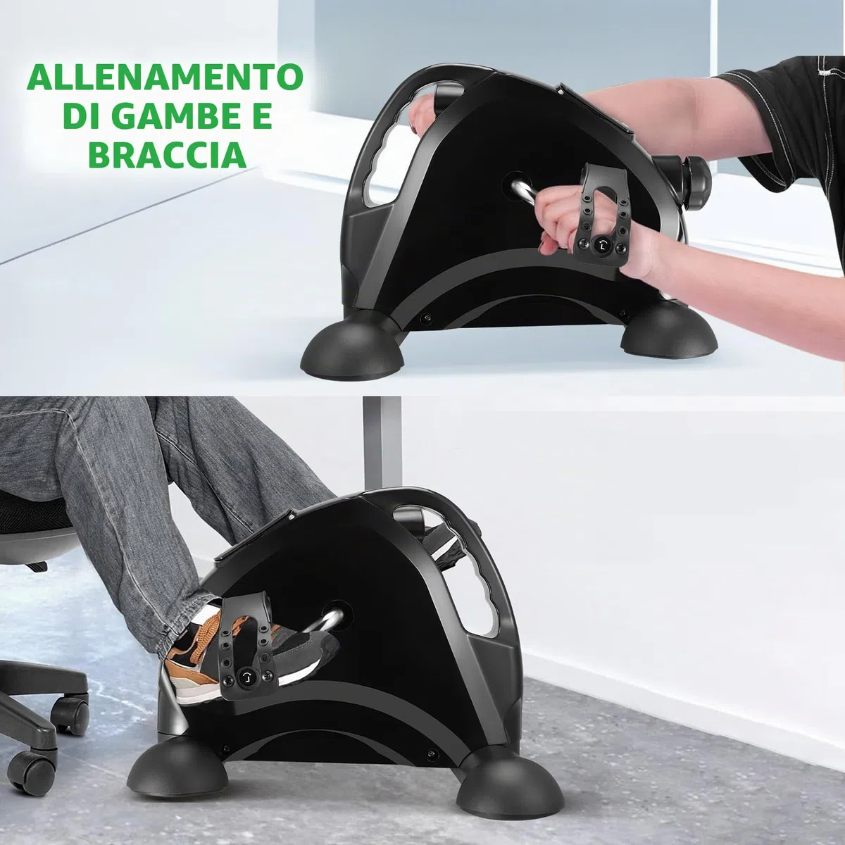 Pedali Statici per Anziani, Mini Cyclette da Casa, Pedaliera Elettrica con Schermo LCD per Allenamento di Braccia e Gambe, Livelli di Resistenza Regolabili