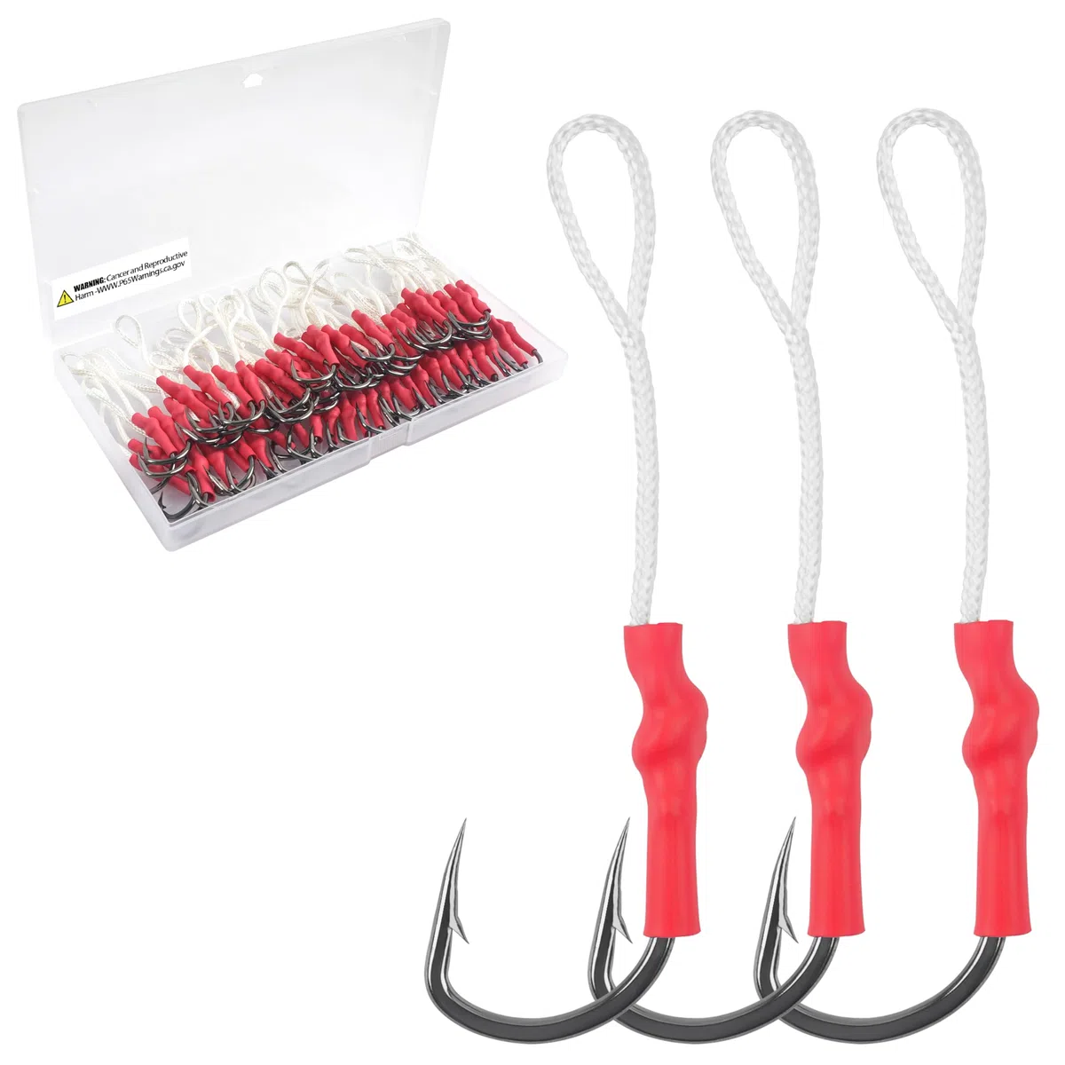 Orootl, 60 ami da pesca in acciaio inox, ami da pesca con forte lenza in polietilene, 1/0-10/0, kit per pesca in acqua dolce e salata, 60pcs-4/0