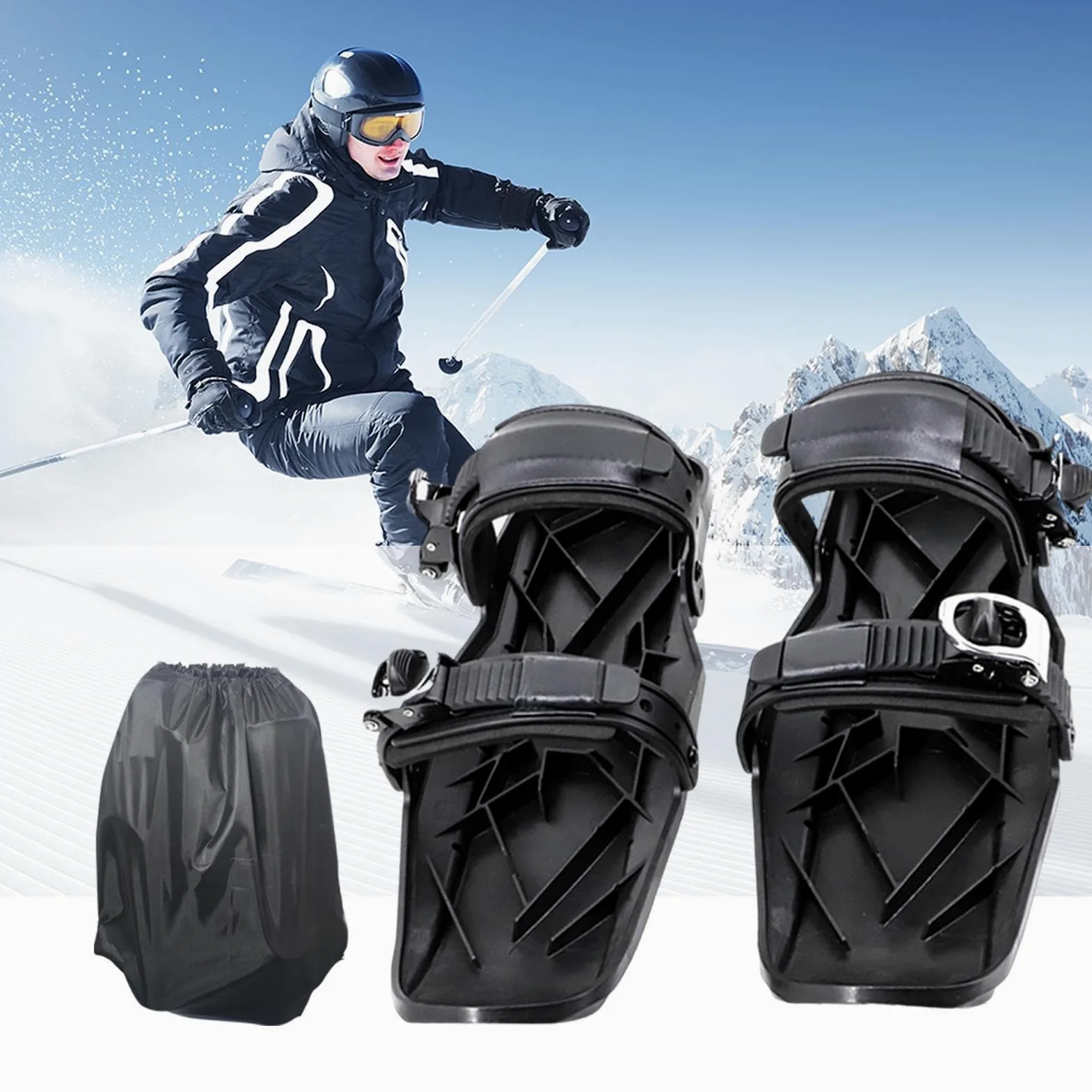 Mini pattini da sci corti, scarpe da sci, scarponi da neve, sci, pattini da neve, skiboard, scarpe da ghiaccio corte per uomo e donna, regolabili per sport invernali mini sci pattinaggio su ghiaccio