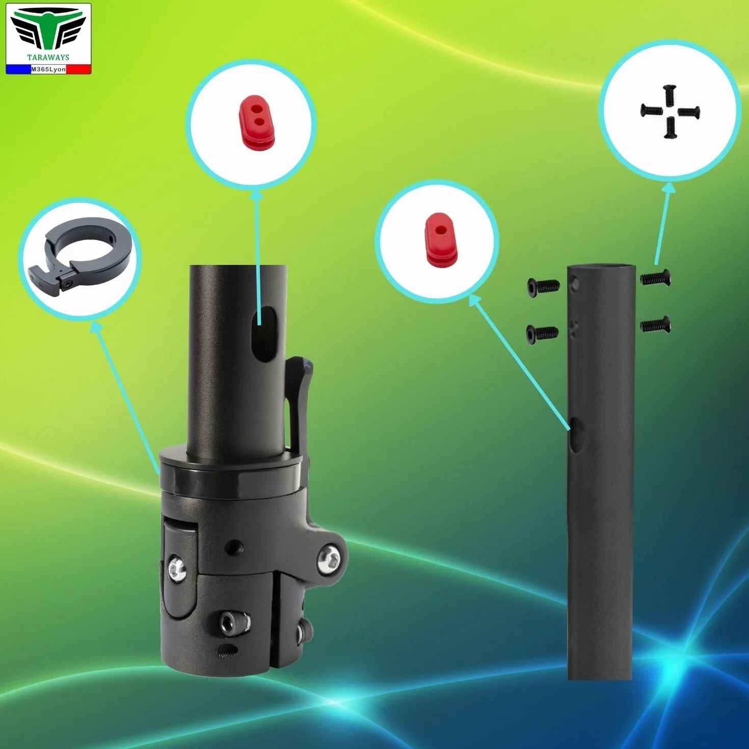 Attacco Manubrio per Scooter Xiaomi M365 Pro Pro2 1S Essential mi3, Completo con Asta Pieghevole, Robusto e Sicuro
