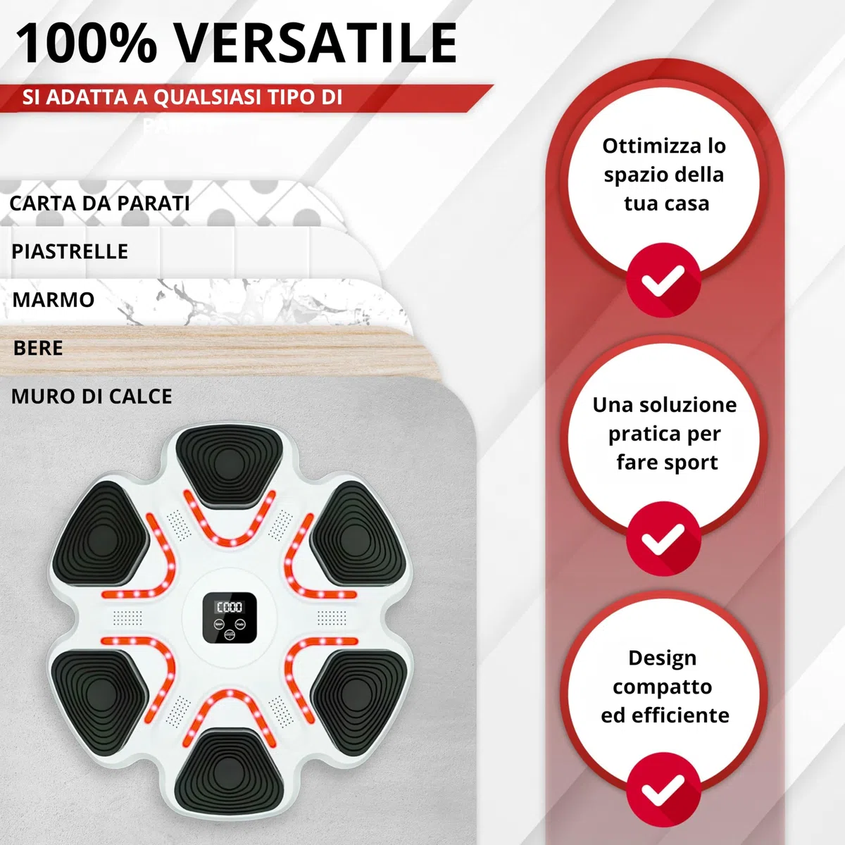 Arcanix - Macchina da Boxe Musicale da Parete | Music Boxing Machine con Bluetooth, Luci LED e 9 Velocità | Guantoni Inclusi | Allenamento Cardio, Riflessi e Coordinazione per Adulti e Bambini