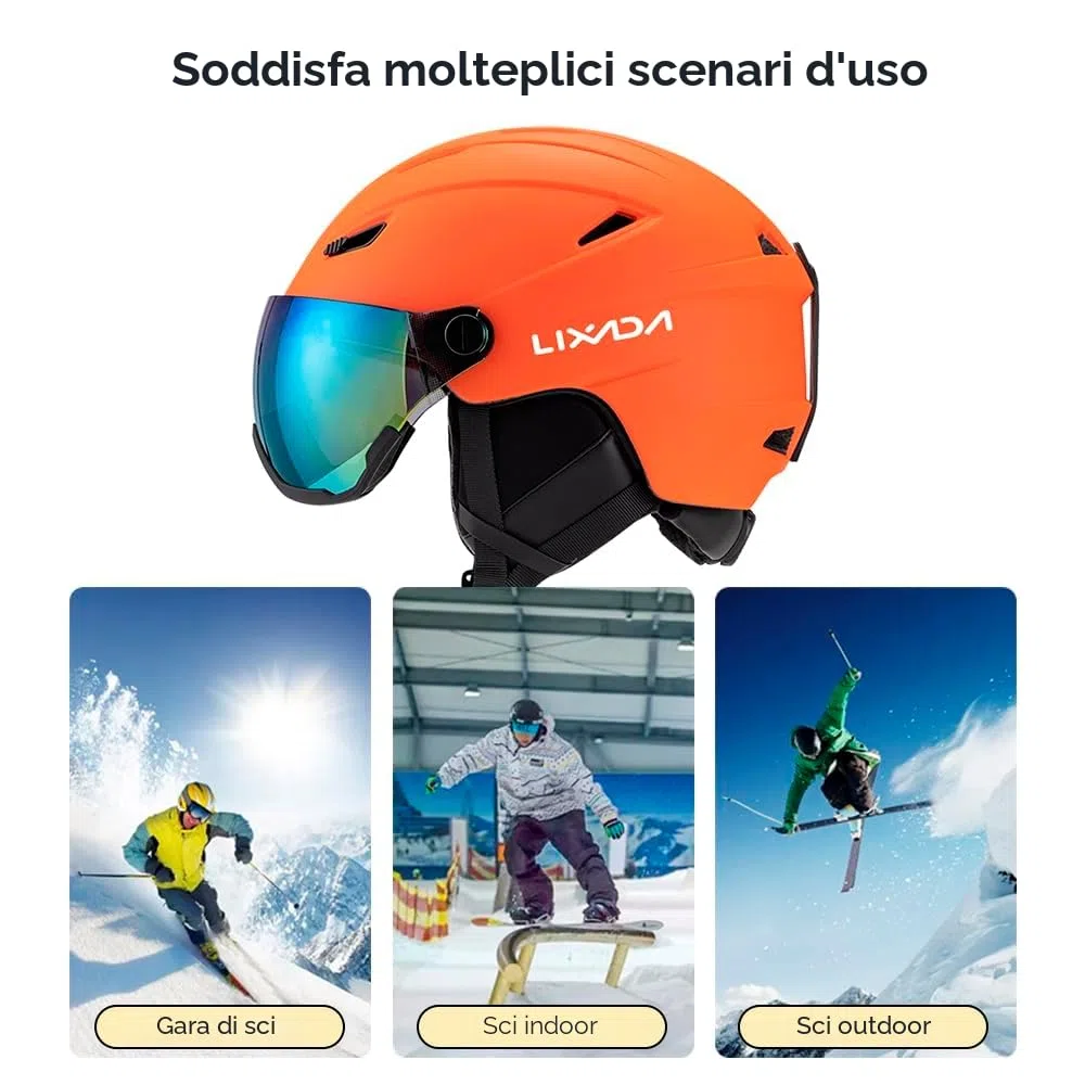 Lixada Casco da Sci Integrato Casco da Snowboard per Uomo e Donna con Visiera Rimovibile