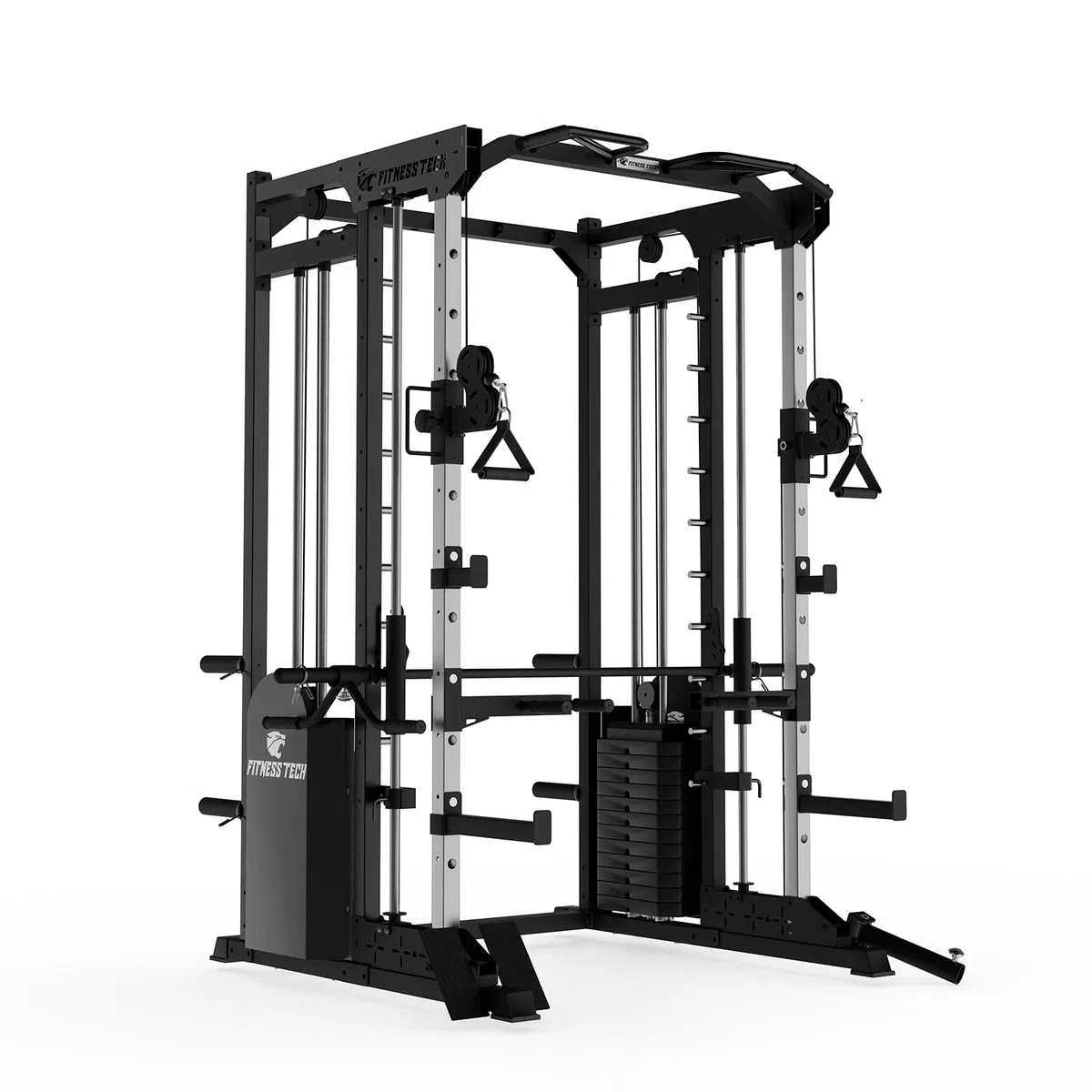 Multistazione Palestra Home Gym Smith Machine S8000 150 kg con 2 Torri Pesi | Macchina Palestra Multifunzione con Lat Machine, Pulegge 2:1 e Barra Guidata