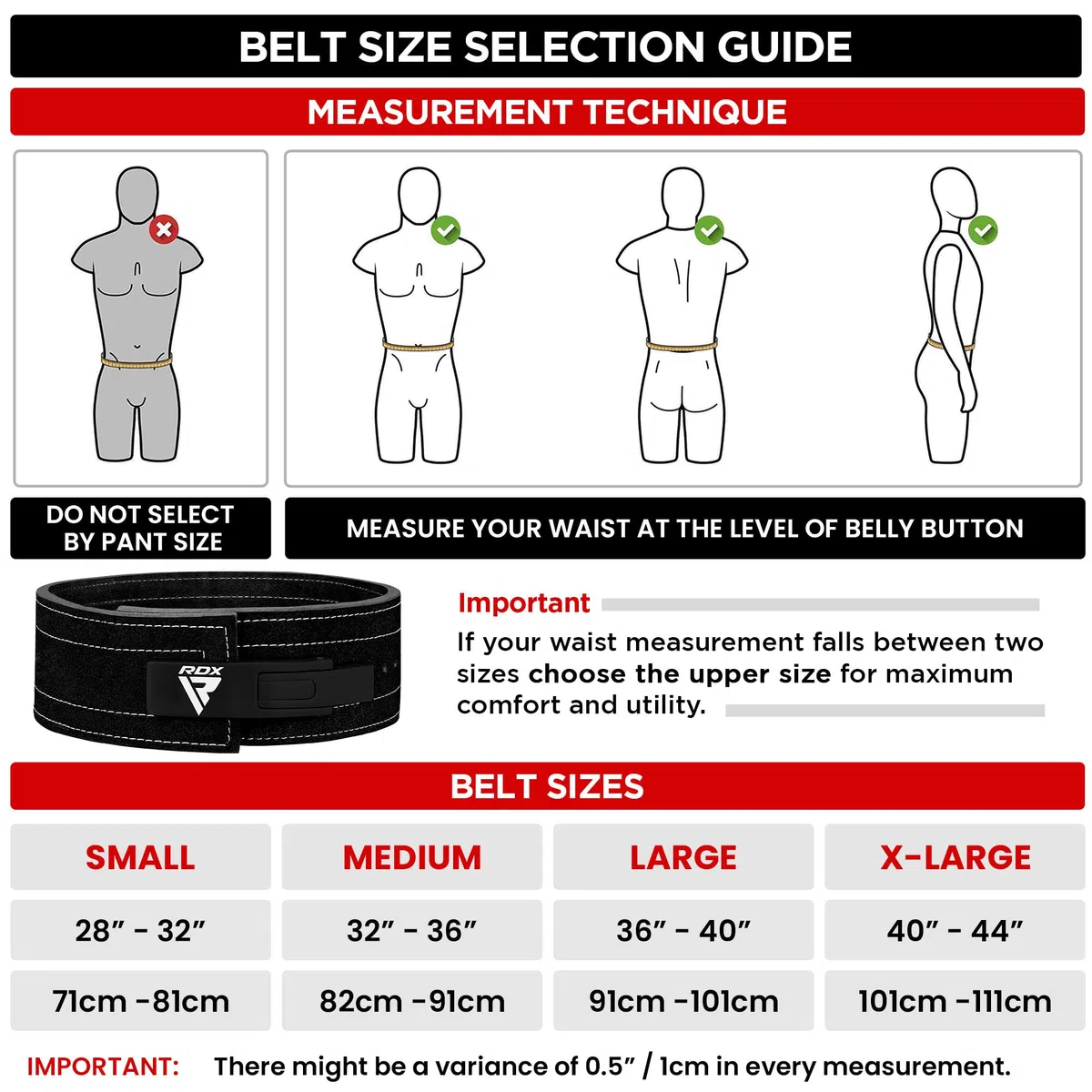RDX 4” Cintura Palestra Sollevamento Pesi Powerlifting Pelle, 10mm Approvato da IPL USPA, 10 Regolabile Fori, Pesistica Leva Fibbia Belt per Bodybuilding Fitness Gym Allenamento Schiena Sostegno Uomo