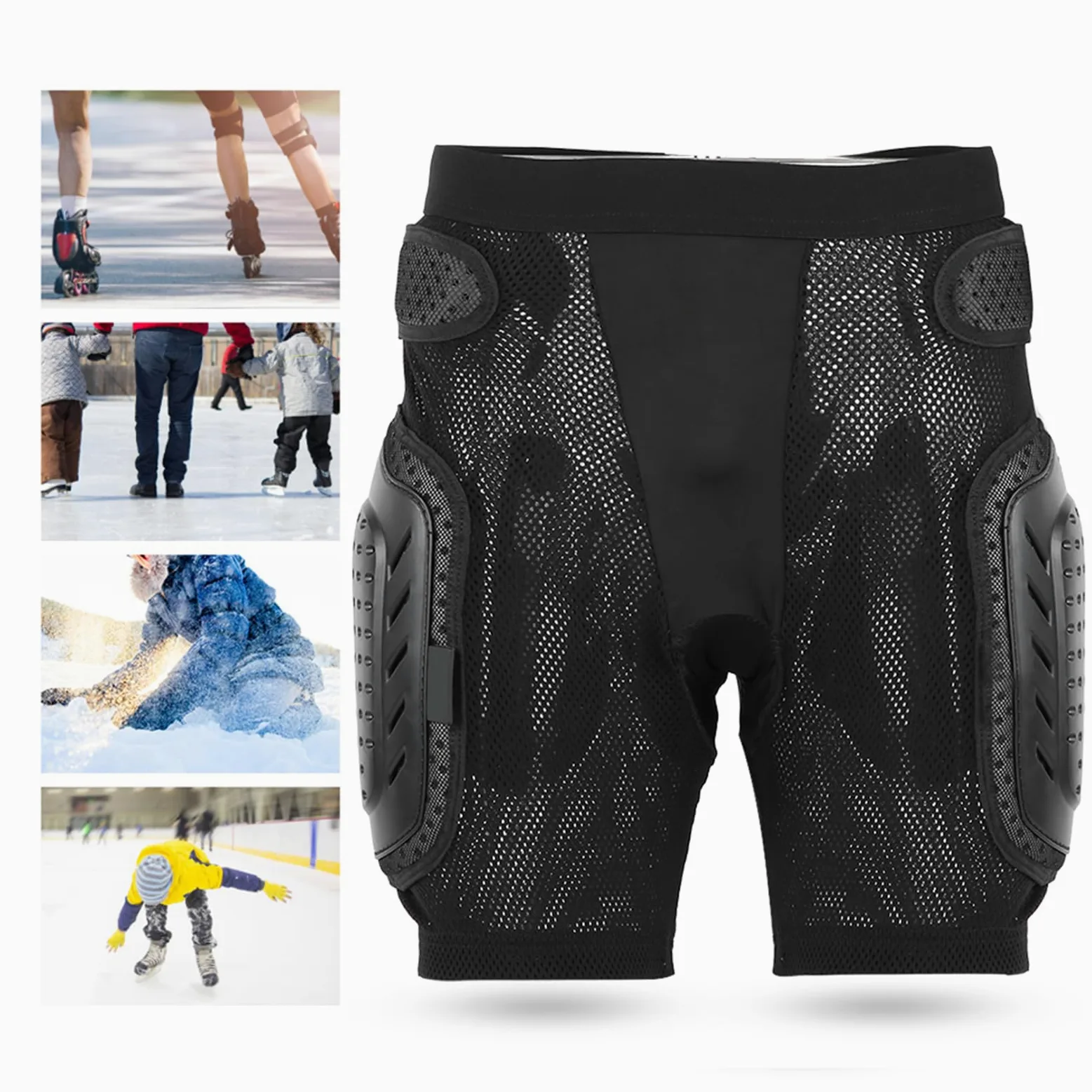 Pantaloncini protettivi imbottiti, pantaloni protettivi per pattinaggio da sci, pantaloni protettivi traspiranti per fianchi da donna, pantaloni protettivi per snowboard pantaloni sportivi