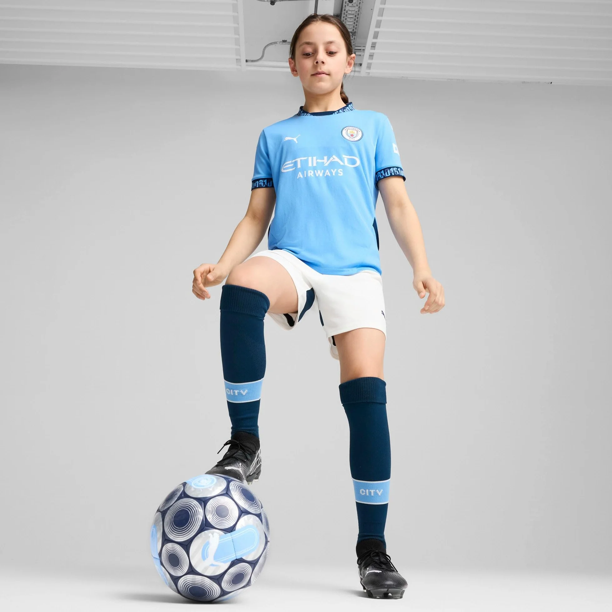 PUMA Maglia Home da Bambino del Manchester City - Stagione 2024/25 - Team Light Blue