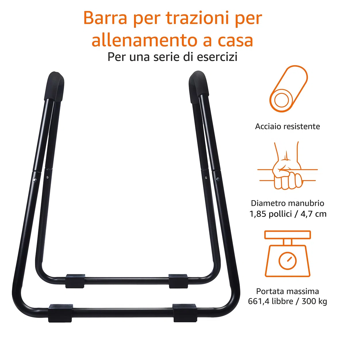 Amazon Basics Dip Barra fitness - 87 x 82,5 x 97,5 cm, nero