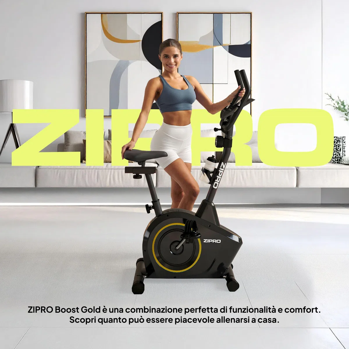 Zipro Cyclette Boost, Fitness Bike Ergometrico, Trainer Magnetico per Bicicletta, Ergometro fino a 120 kg, Bici da Interno, Cyclette per Allenamenti Domestici, Batteria Operata