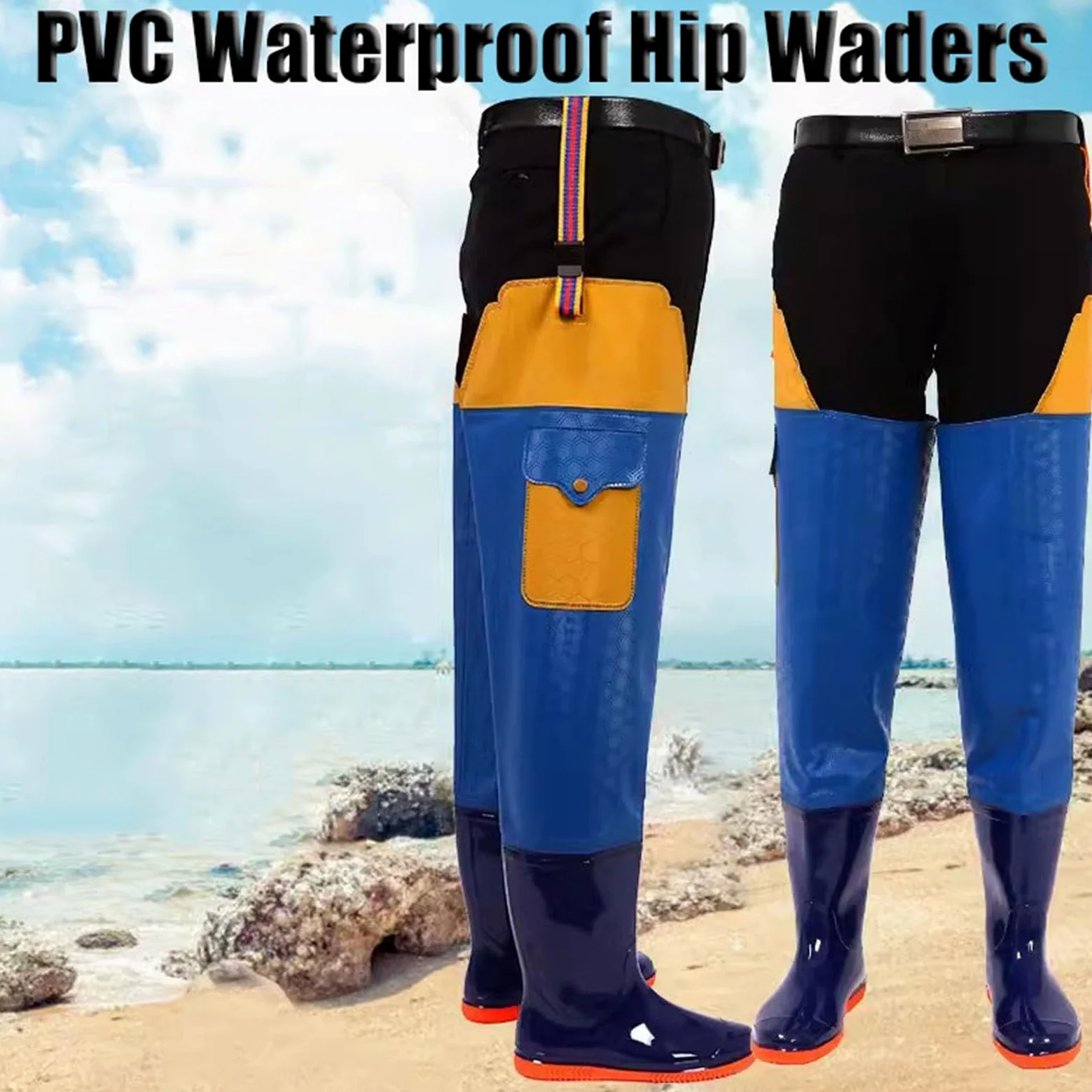 Trampolieri da Pesca | Trampolieri for anca impermeabili in PVC for caccia alla pesca unisex blu taglie USA 4.5-9.5(9)