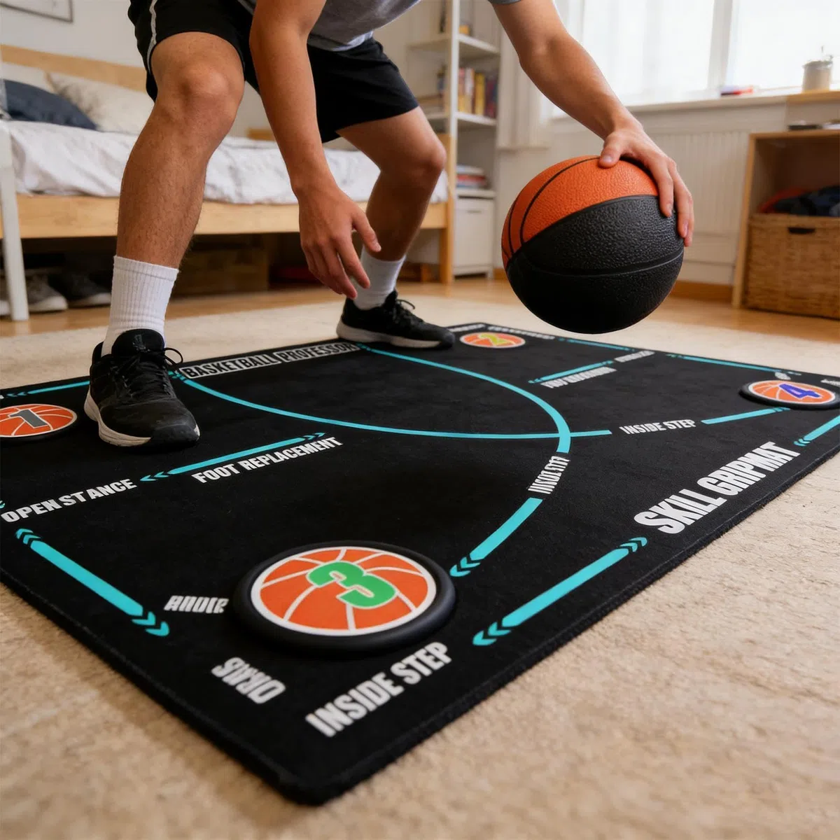 Tappetino da allenamento per pallacanestro, attrezzatura da allenamento per pallacanestro, per bambini, adolescenti, giocatori, atleti, squadre scolastiche, allenatori, appassionati di fitness, casa