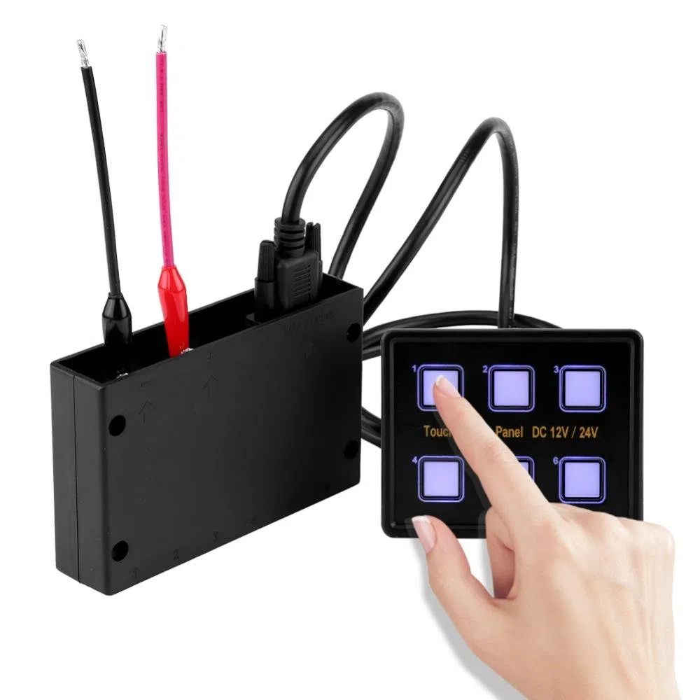 6 panel 12v 6 panel 12v Pannello di commutazione touch screen 12V/24V, scatola di pannello di controllo touch screen universale a 6 bande Pannello di commutazione LED per barca per auto adat