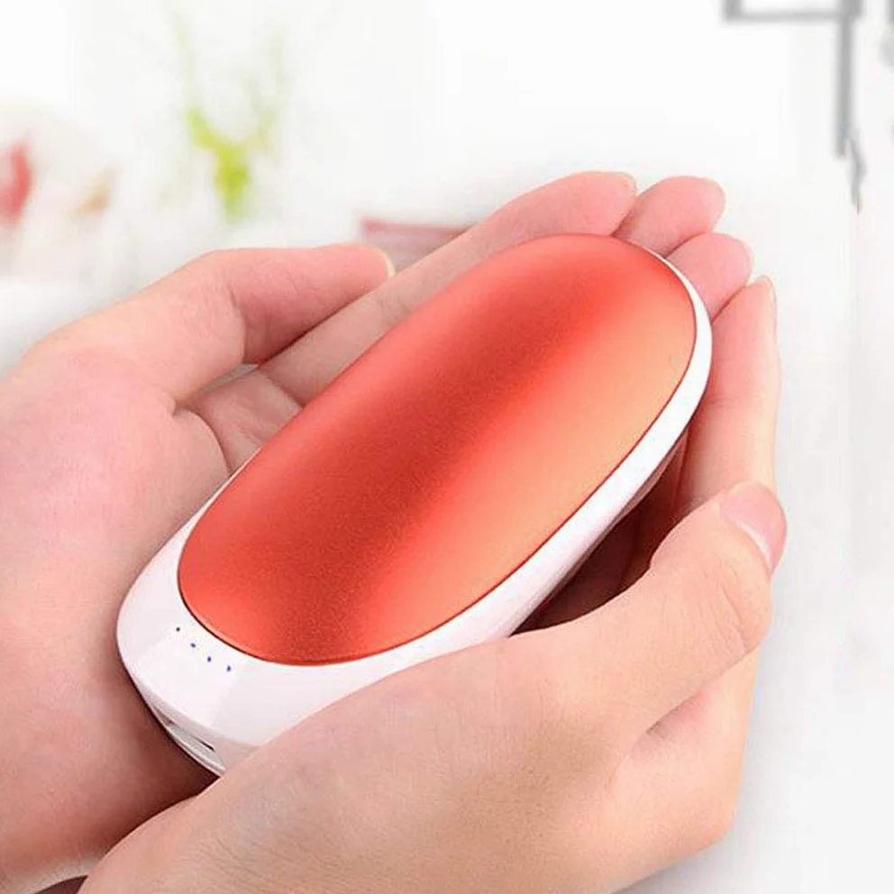 Scaldamani USB, Forno Tascabile Elettrico, Scaldamani Tascabile Ricaricabile su Entrambi i Lati, Riutilizzabile, Power Bank Portatile ad Alta capacità da 5200 mAh, Rosso