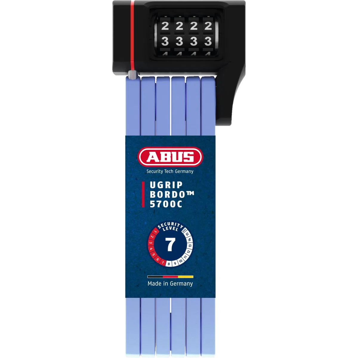 ABUS Bordo uGrip 5700C SH serratura pieghevole con staffa - Serratura per bicicletta con codice a combinazione e barre di spessore 5 mm - Livello di sicurezza 7