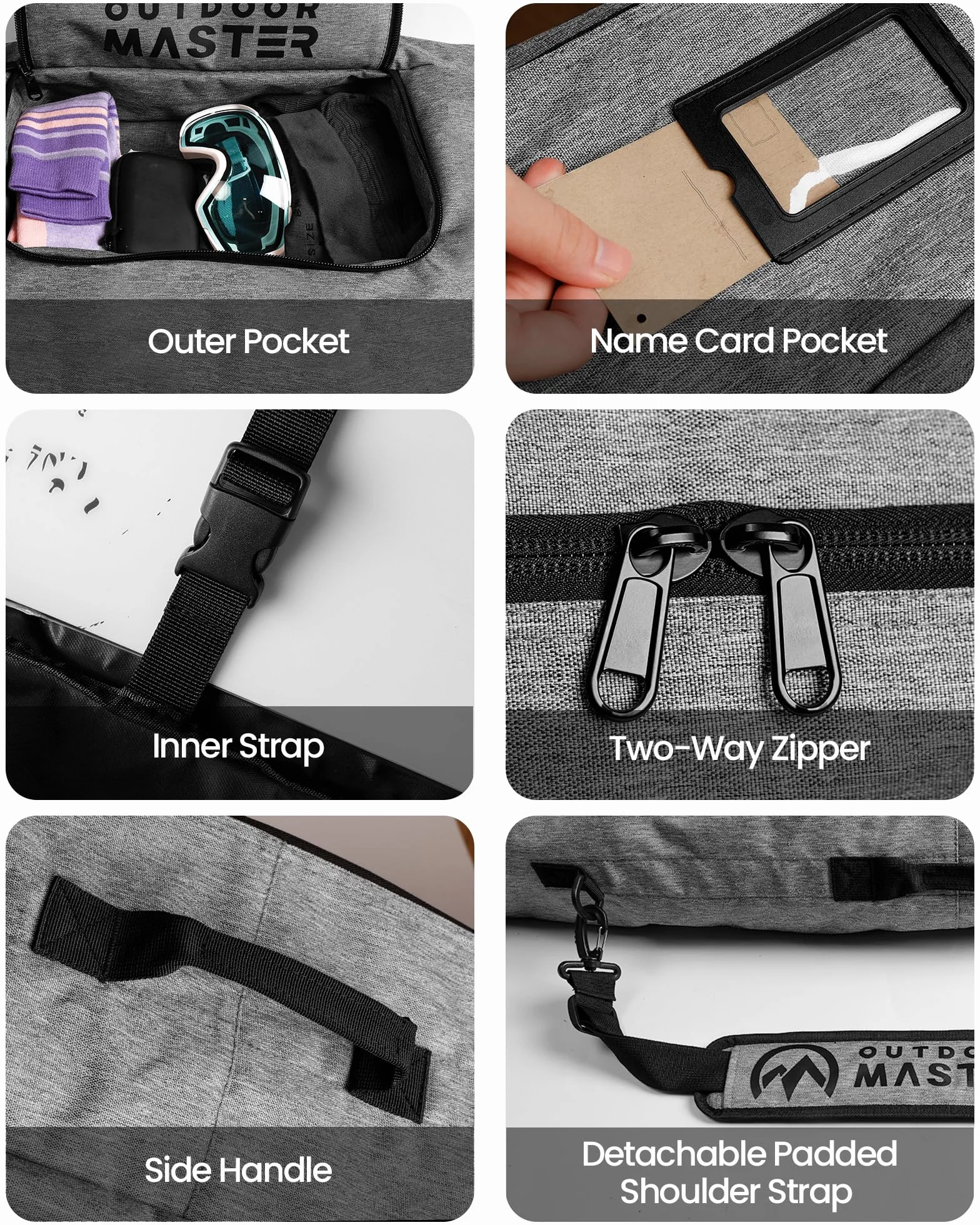 OutdoorMaster Borsa da Snowboard – 900D Resistente all'Acqua Snowboard Borsa da Viaggio con Tracolla, Design Pieghevole