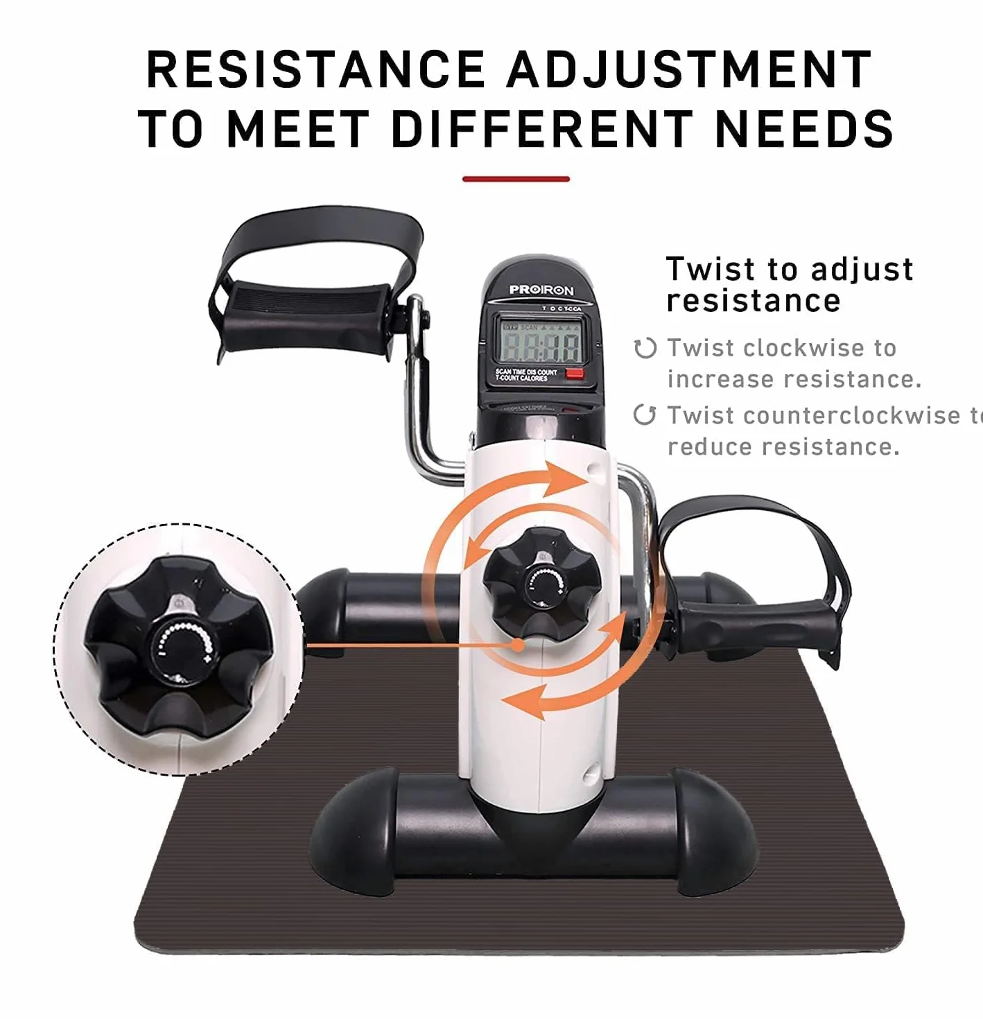 PROIRON Mini Cyclette con Monitor Digitale e Tappetino Antiscivolo- Pedaliera Fitness con resistenza regolabile per Braccia e Gambe per Giovani e Anziani in Casa o in Ufficio