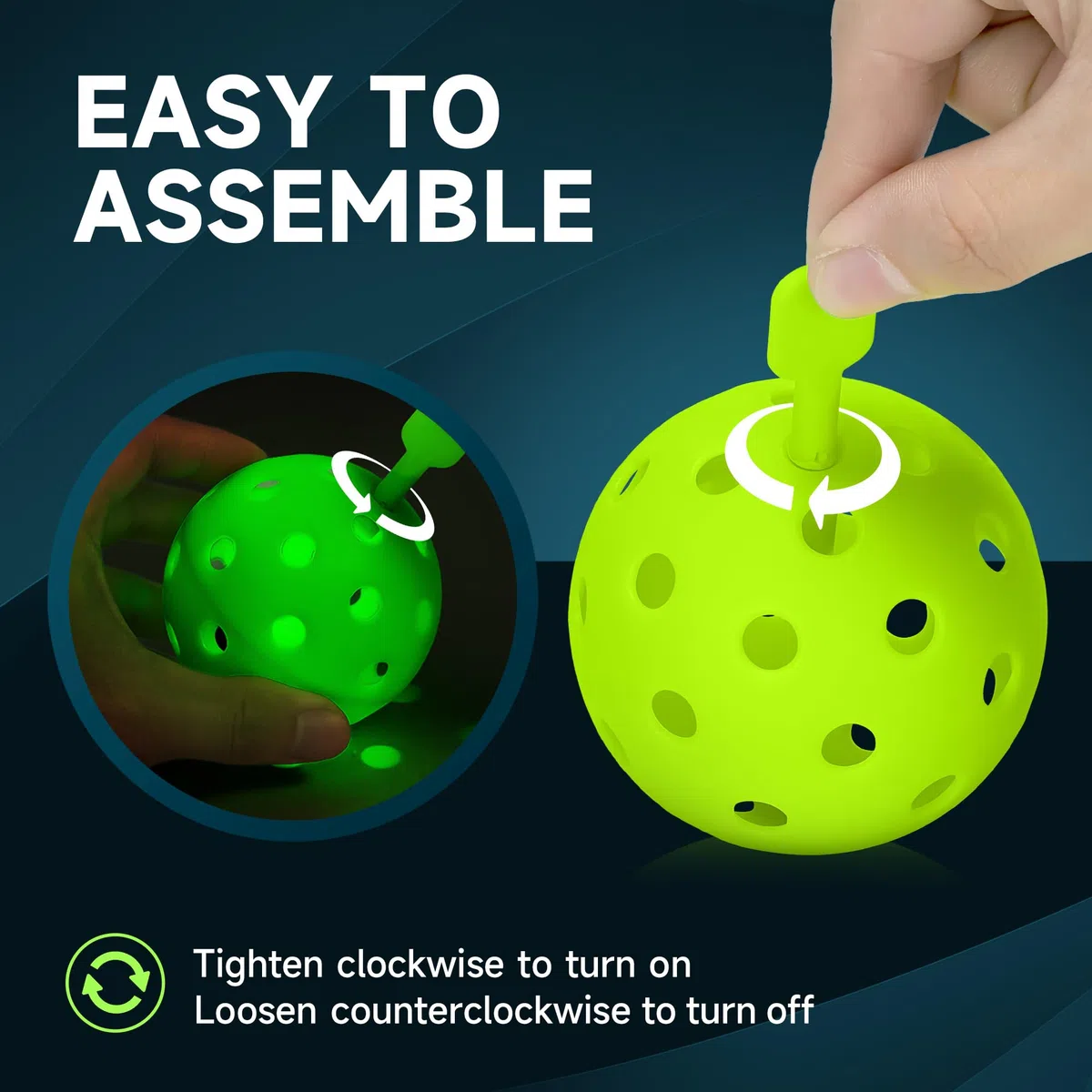 AboveGenius Palline da pickleball con luci LED, confezione da 6 palline da pickleball che si illuminano al buio, ad alta visibilità e di lunga durata per giocare notturno