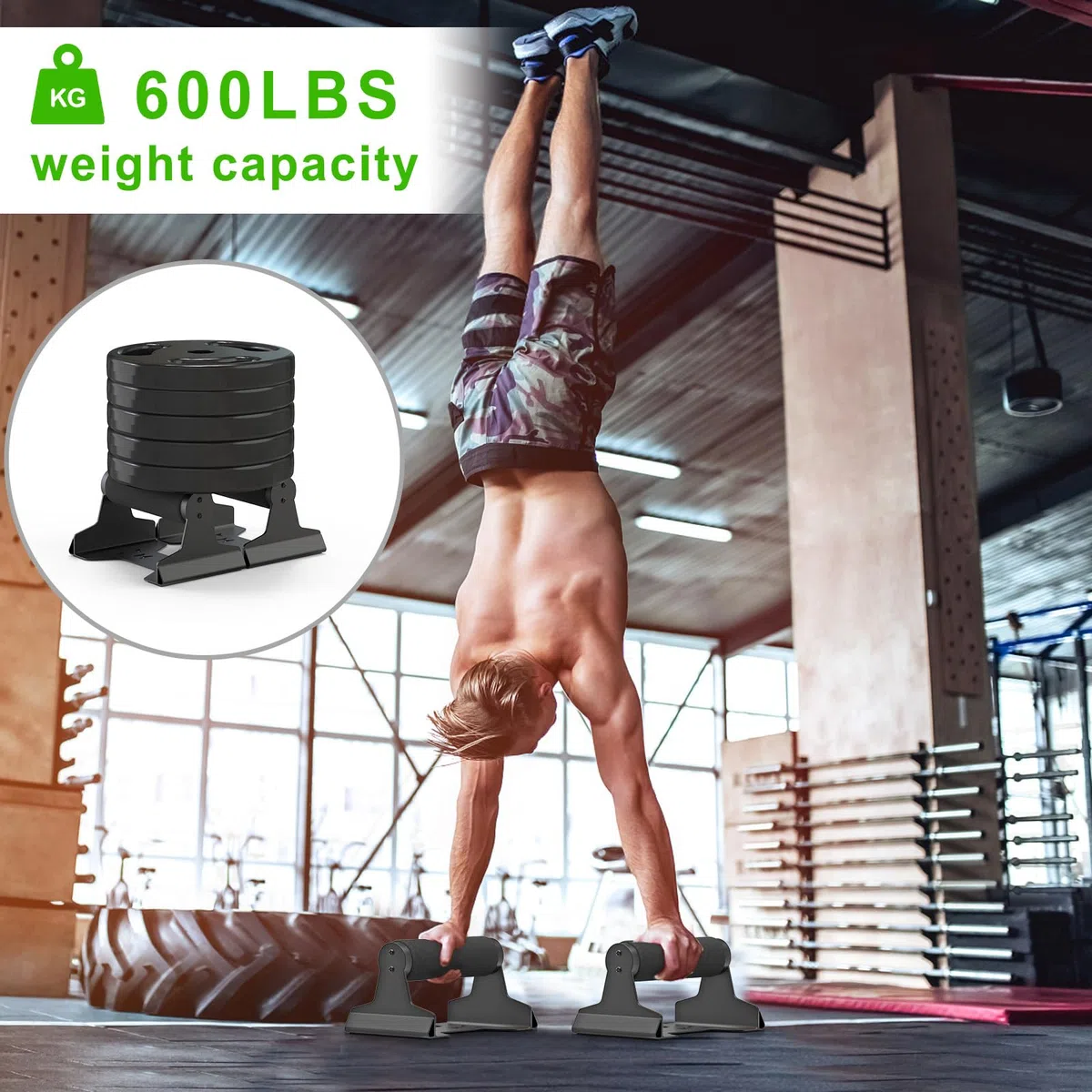 SELEWARE Barre per Flessioni in Llegno, Antiscivolo Parallele, per Calisthenics Fitness Allenamenti a Pavimento, in Legno Massello con Robusta Staffa in Metallo, Supporto 272,2 kg