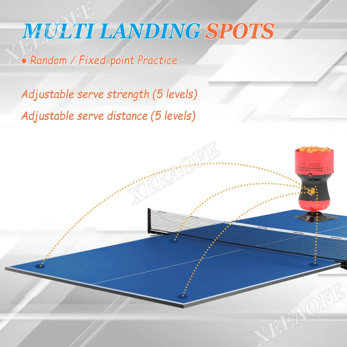 Robot Allenatore da Tennis Tavolo con Riserva di 90 Palline - velocità/Frequenza di Servizio Regolabile, Macchina di Lancio per Palline da Ping Pong per Palestre Scuole Centri di Allenamento