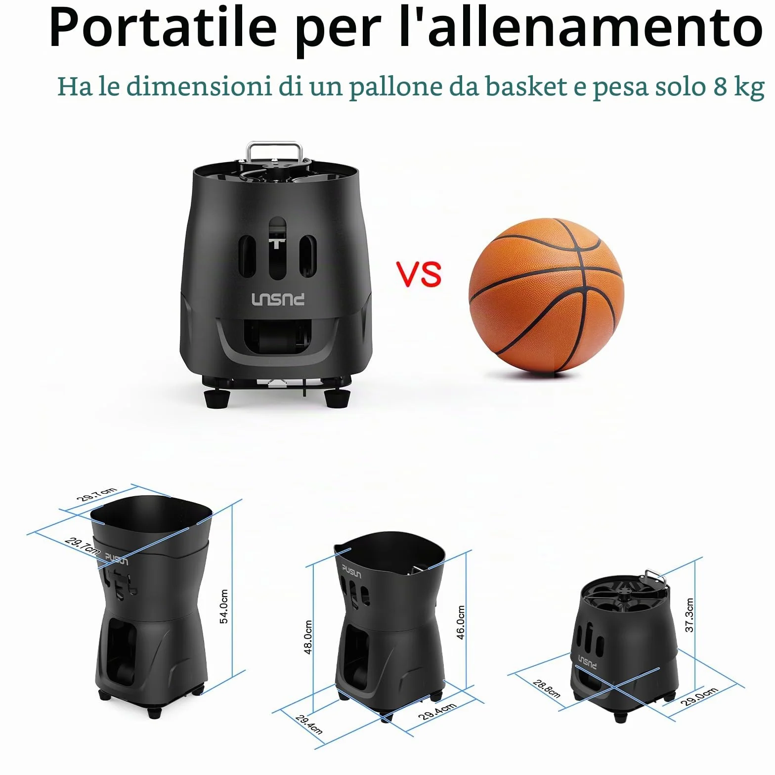 PT-Mini Pro - Macchina professionale per palline da tennis, automatico, con telecomando, controllo intelligente con app, tramoggia di oltre 65 palline, alimentata a batteria, attrezzatura per esercizi