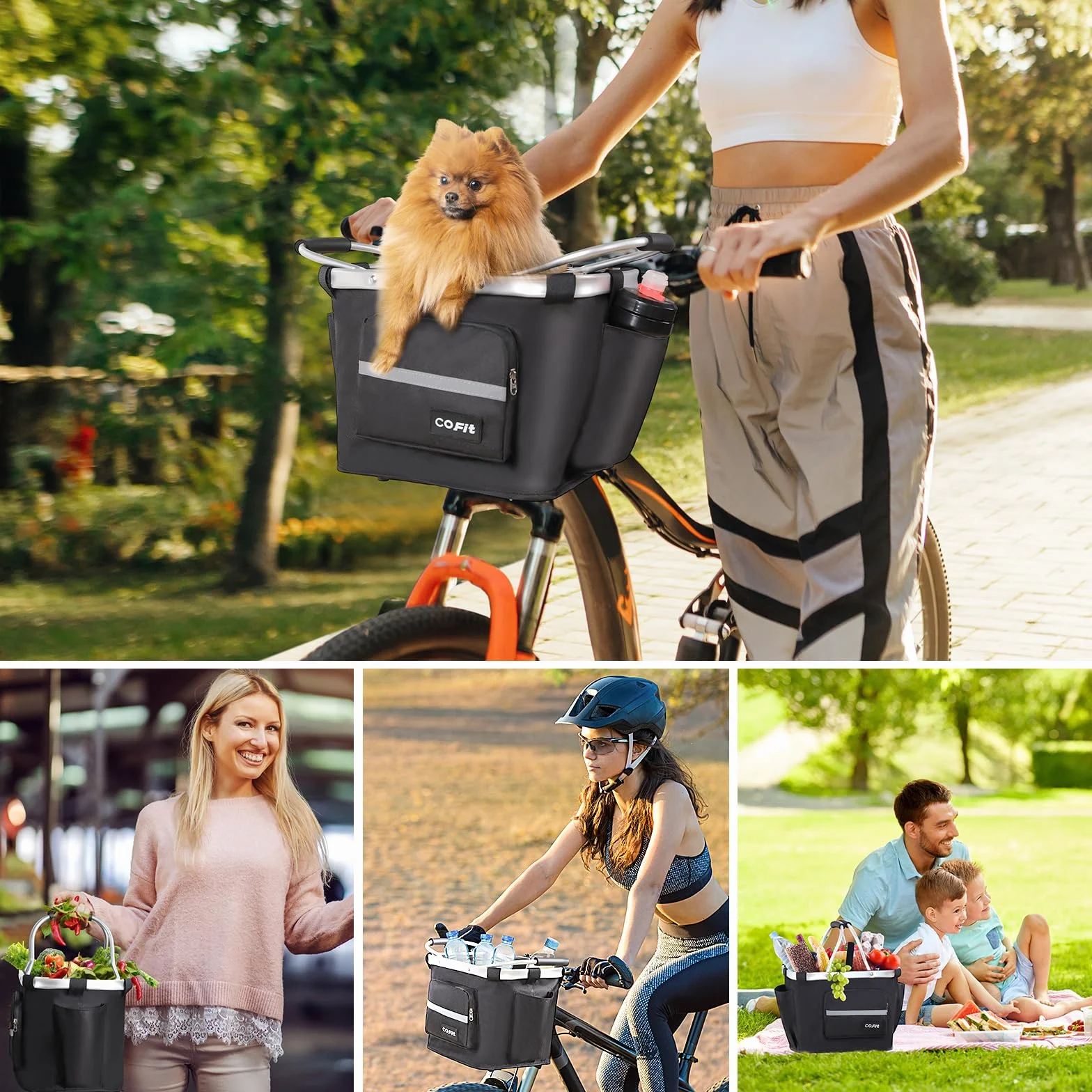 COFIT Cestino per Bici Staccabile, Cestino Multiuso per Biciclette per Animali Domestici, Shopping, Pendolari, Campeggio e Outdoor