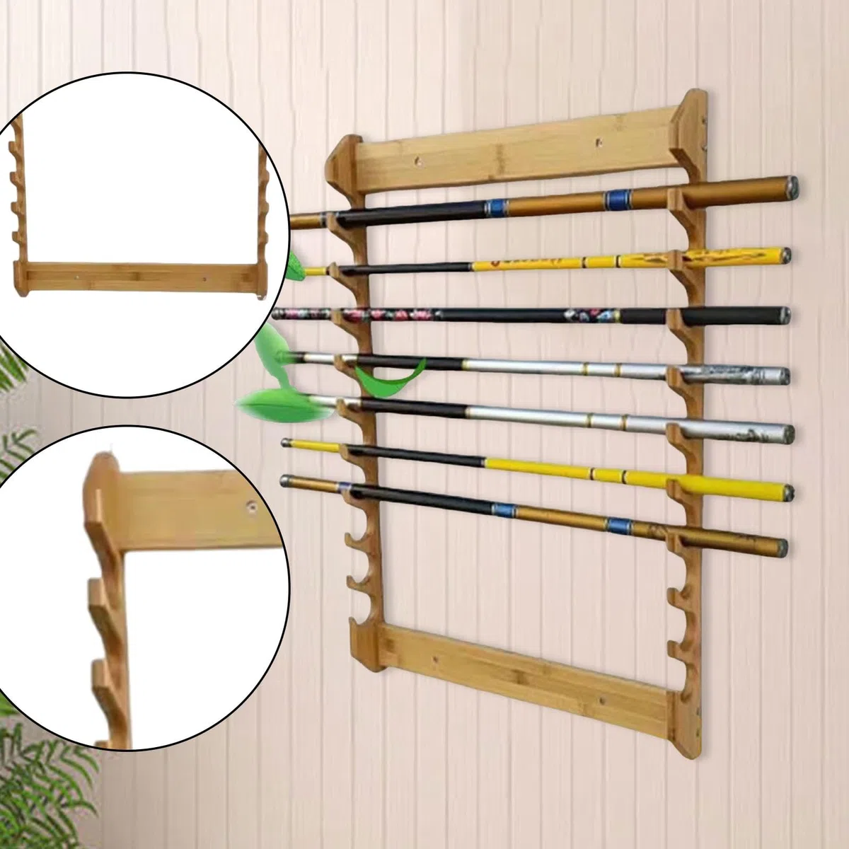 Porta Canne da Pesca, Supporto per Stecche da Biliardo, Organizer da Parete Multistrato per Cantina, Casa, Regalo per Il Marito