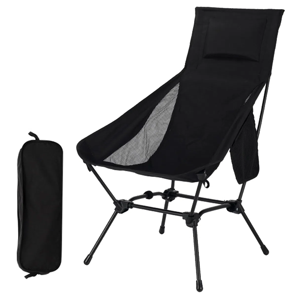 Sedie Campeggio Pieghevoli, Leggera Sedia da Campeggio, Sedia Pieghevole Portatile con Custodia Laterale, per Esterni, Picnic, Spiaggia, Giardino, Pesca, Festival (nero)