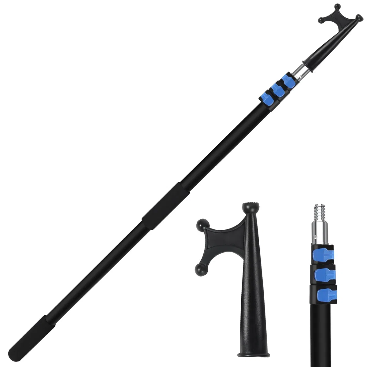 REDCAMP Gancio telescopico per docking, in alluminio, allungabile, multiuso, leggero, galleggiante, accessorio per barca, colore: nero
