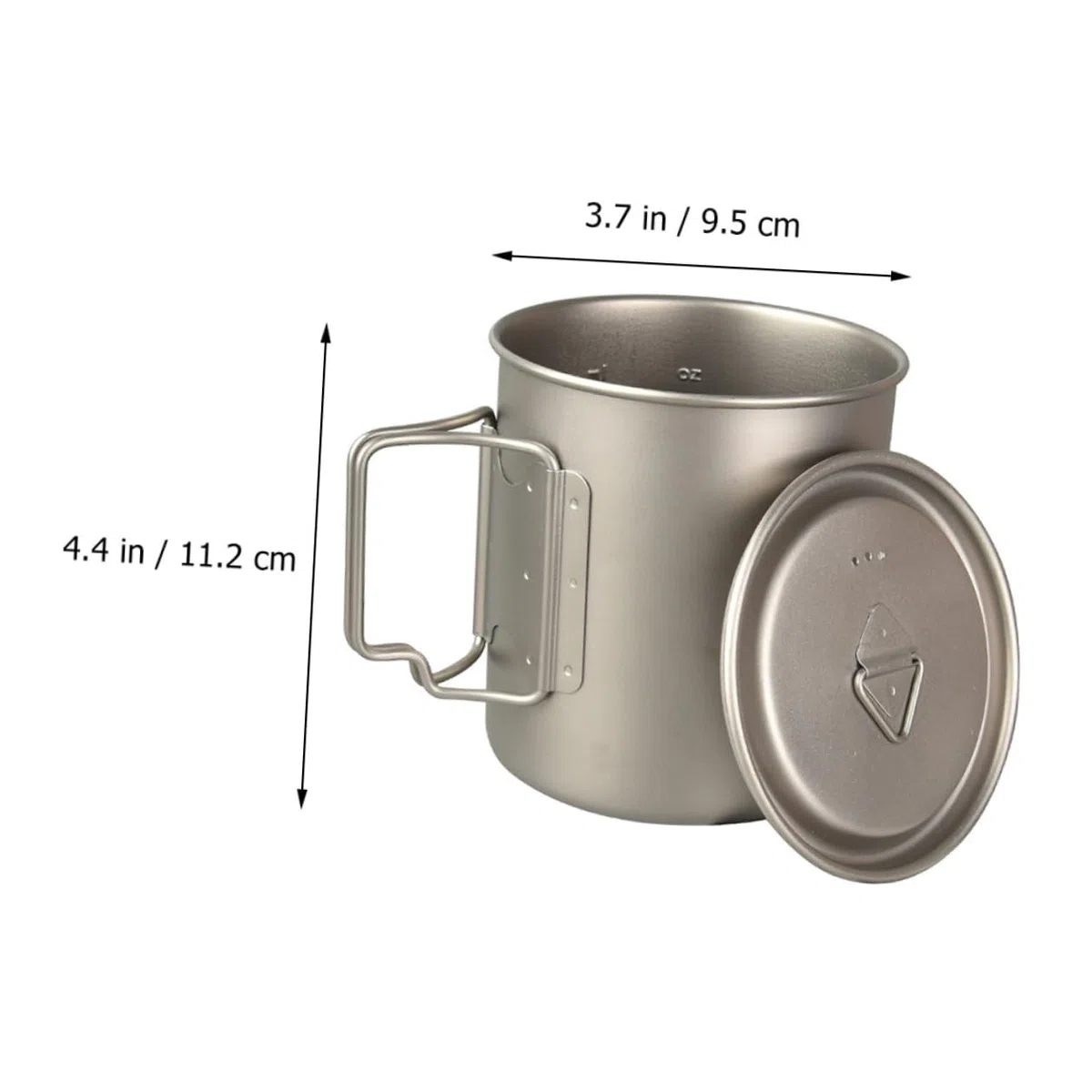 YARNOW Bicchiere Pieghevole in Titanio 750ml con Manico, Argento | Coperchio Incluso, per Escursioni e Viaggio, 750ml, Uso come Tazza per Caffè e Pentolino