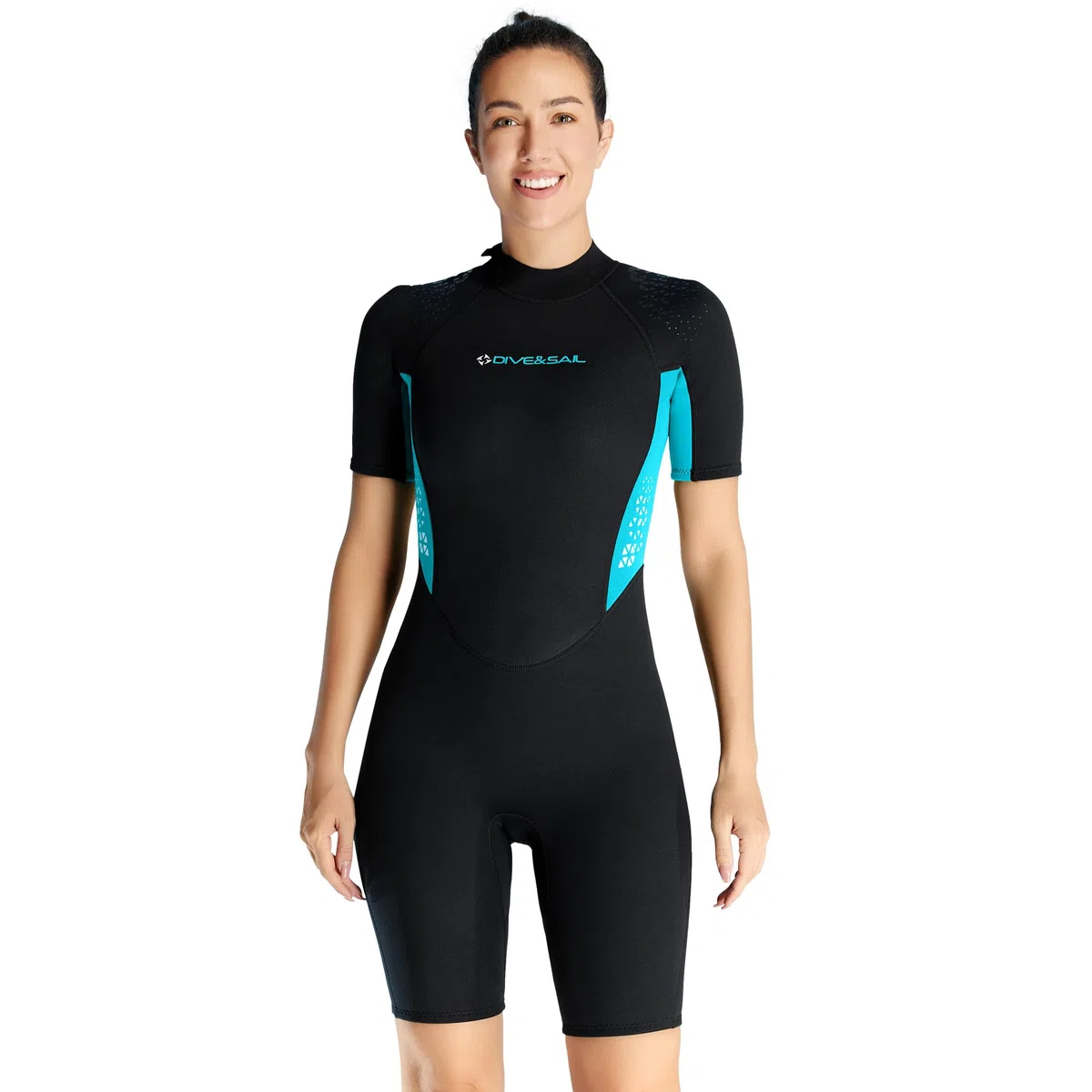 Mute corte in neoprene per uomo e donna, 3 mm, muta subacquea in neoprene, chiusura posteriore, a maniche corte, per immersioni, snorkeling, surf e nuoto
