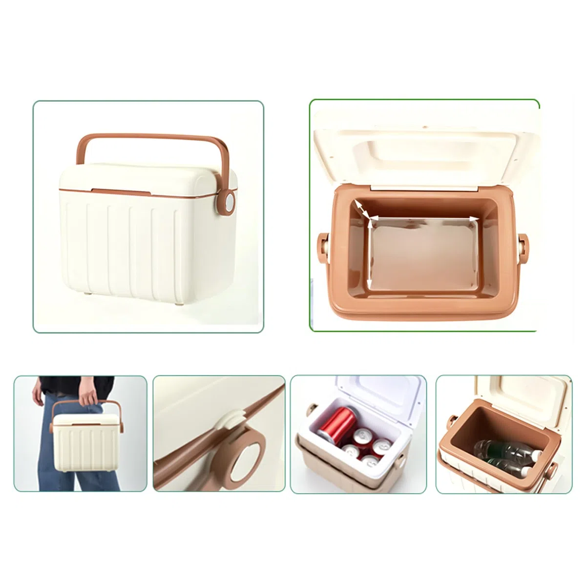 Refrigeratori da campeggio, scatola di conservazione con manico, dispositivo di raffreddamento da picnic per alimenti, capacità 6 litri, contenitore facile da trasportare, accessorio da viaggio