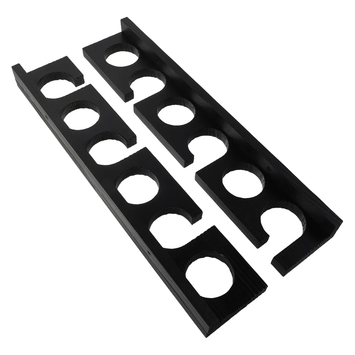 WOONEKY 2 Pezzi Porta Canne Pesca in Legno con Slot Supporto da Parete Orizzontale Robusto e Salvaspazio Organizzatore Rustico per Canne Pesca in Casa e Garage