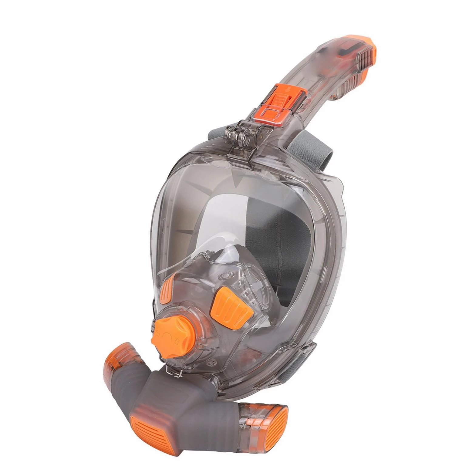 Occhialini da Snorkeling Integrali con Tecnologia Antiappannamento e Vista Panoramica a 180 Gradi per Avventure di Snorkeling - Arancione Grigio
