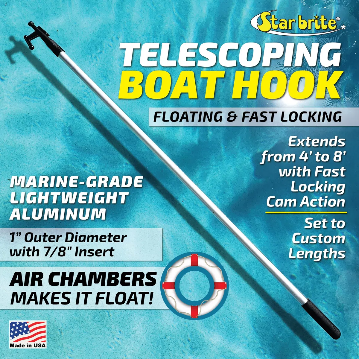 STAR BRITE Mezzo Marinaio Estensibile - Telescopico, Galleggiante, Multiuso - Estensibile da 124 cm a 243 cm