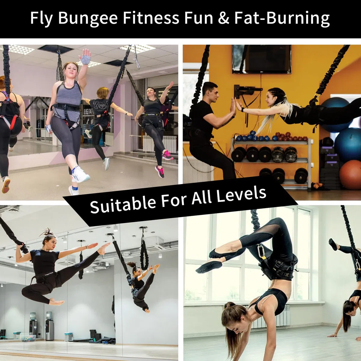 PRIOR FITNESS Bungee Fitness Set Yoga Corda Bungee Corda Resistenza Air Dance Corda Esercizio Fitness Casa Palestra Attrezzatura di Formazione Professionale