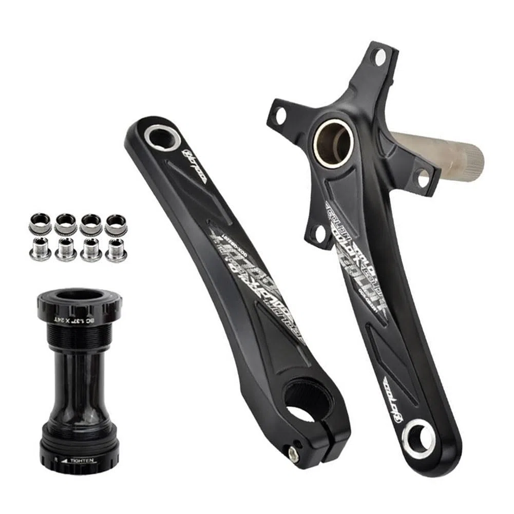 Guarnitura per mountain bike 170/175mm 104 BCD con kit movimento centrale BSA, set di pedivelle cave integrate compatibili con pedivelle in lega di alluminio a 8/9/10/11/12 velocità, bulloni neri