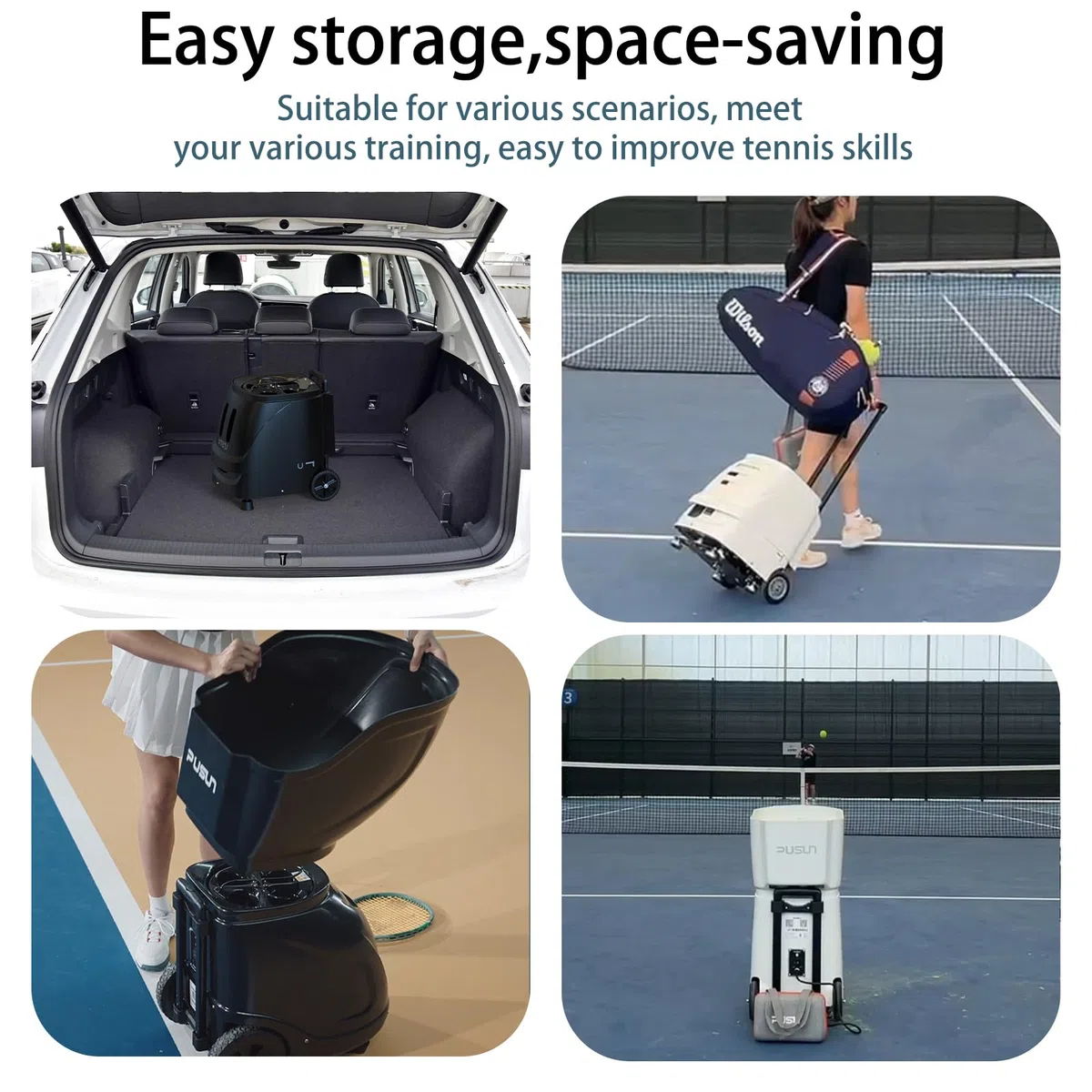 PUSUN PT-SMARTPro - Macchina per palline da padel con controllo app, programmazione a 20 punti, 12 modalità di servizio, funzione palla casuale, livelli di abilità