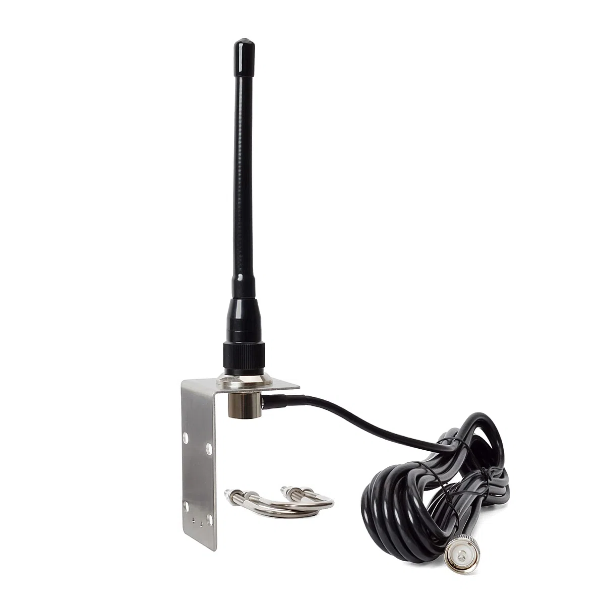 Antenna in gomma marina VHF Alimentatore coassiale RG58 5 metri (connettore PL-259) Antenna VHF con staffa a L, yacht, camion, camper, nave da crociera